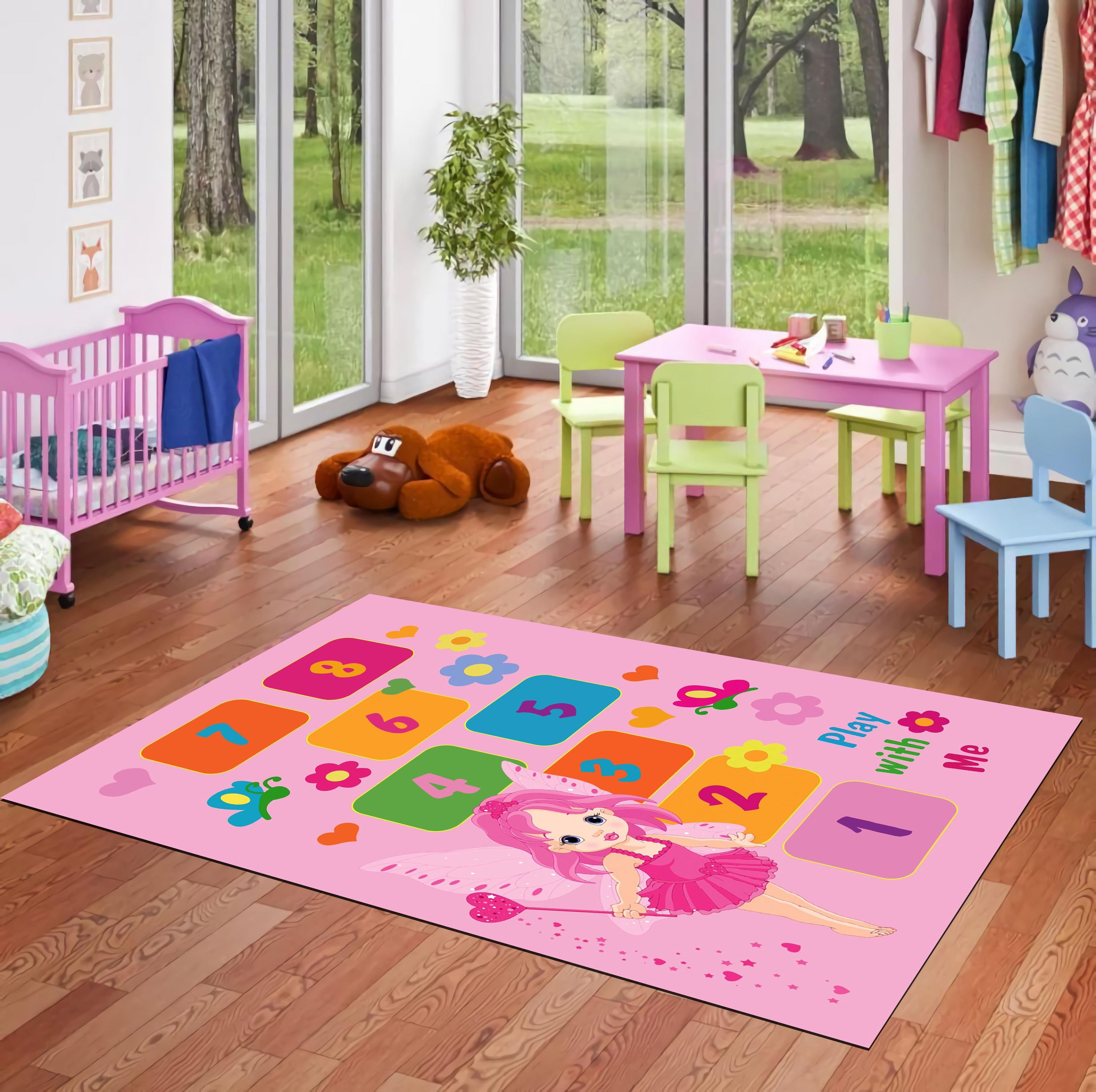 Pamuklife Halı Kaymaz Deri Taban Yıkanabilir Çocuk Halısı PL5384