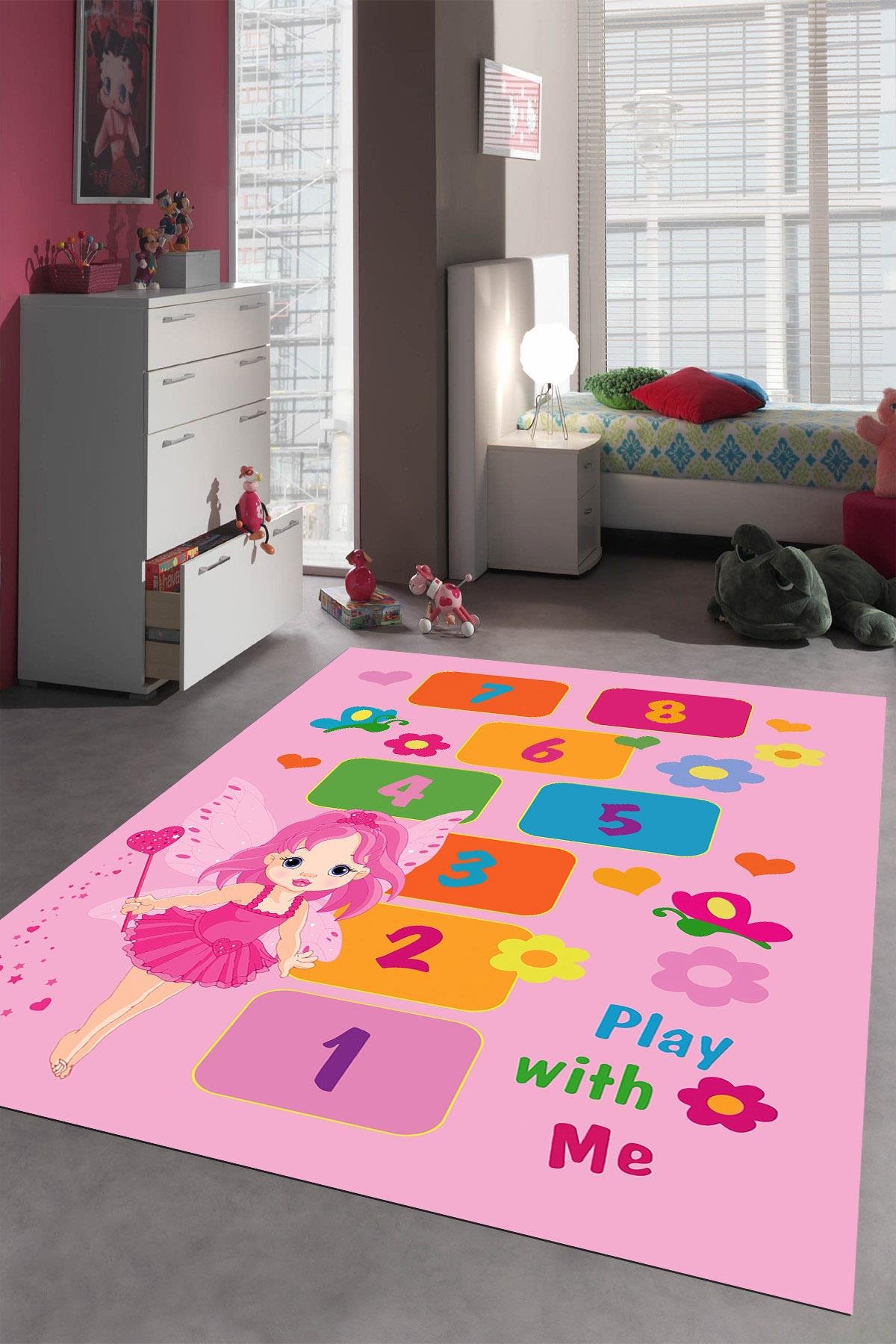 Pamuklife Halı Kaymaz Deri Taban Yıkanabilir Çocuk Halısı PL5384
