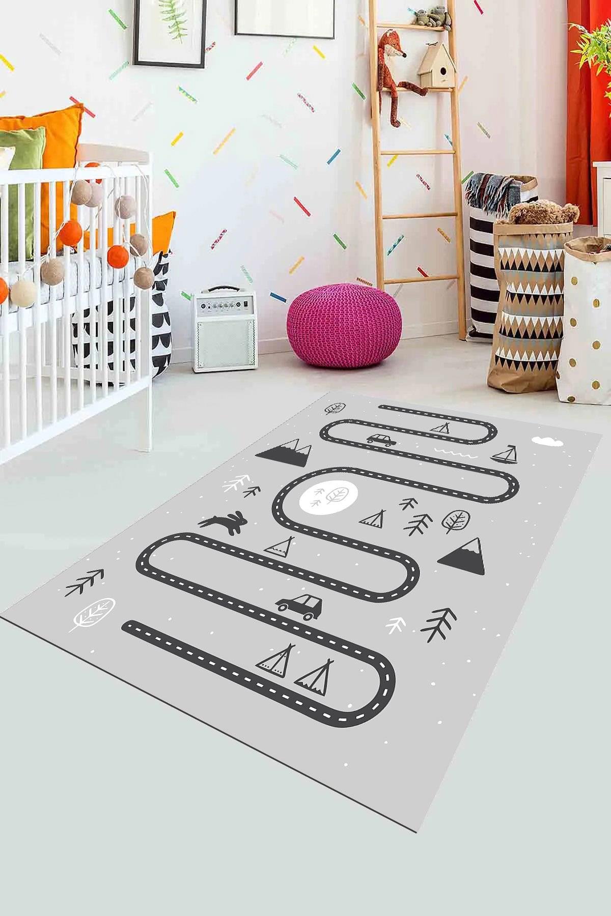 Pamuklife Halı Kaymaz Deri Taban Yıkanabilir Çocuk Halısı PL5226