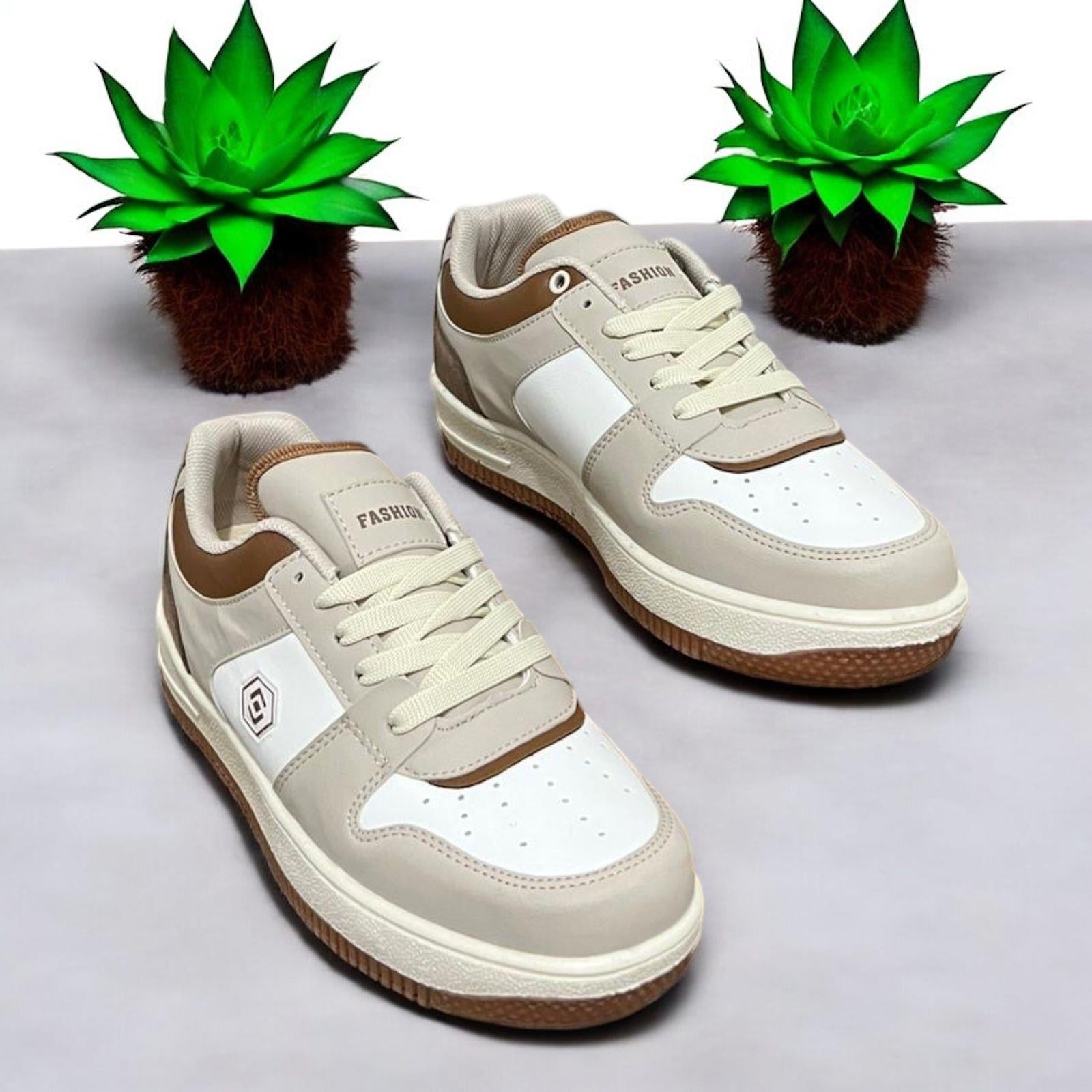 Krem sneakers spor ayakkabı