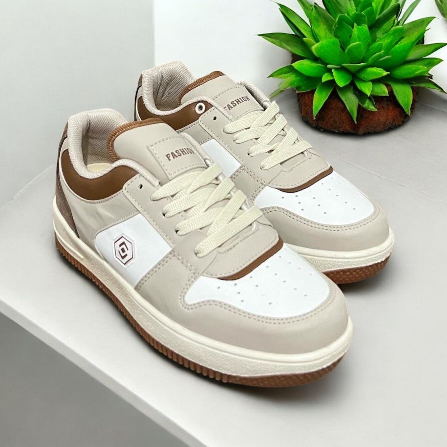 Krem sneakers spor ayakkabı