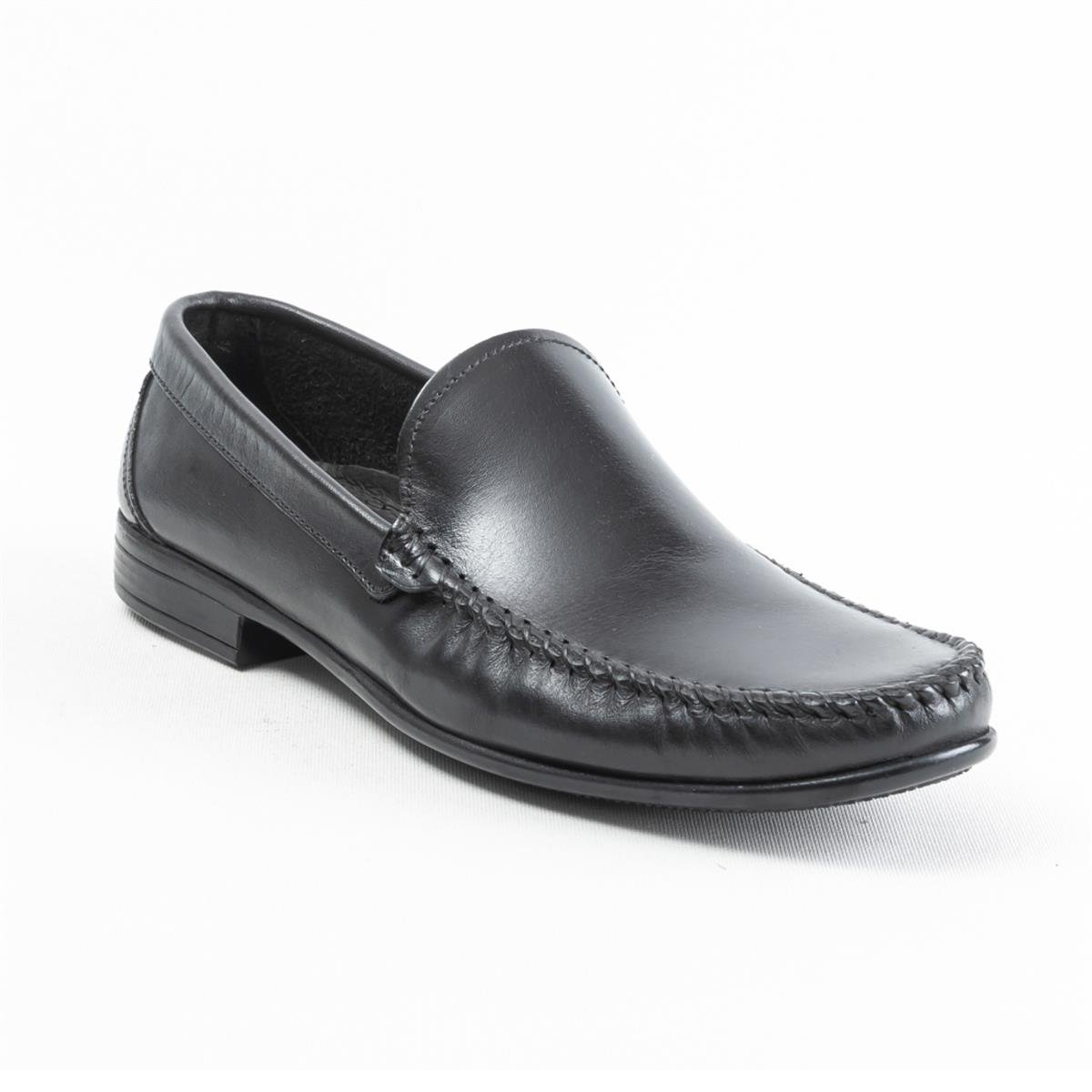 Ulus 02 Siyah Ökçeli-Tek İğne Loafer Ayakkabı