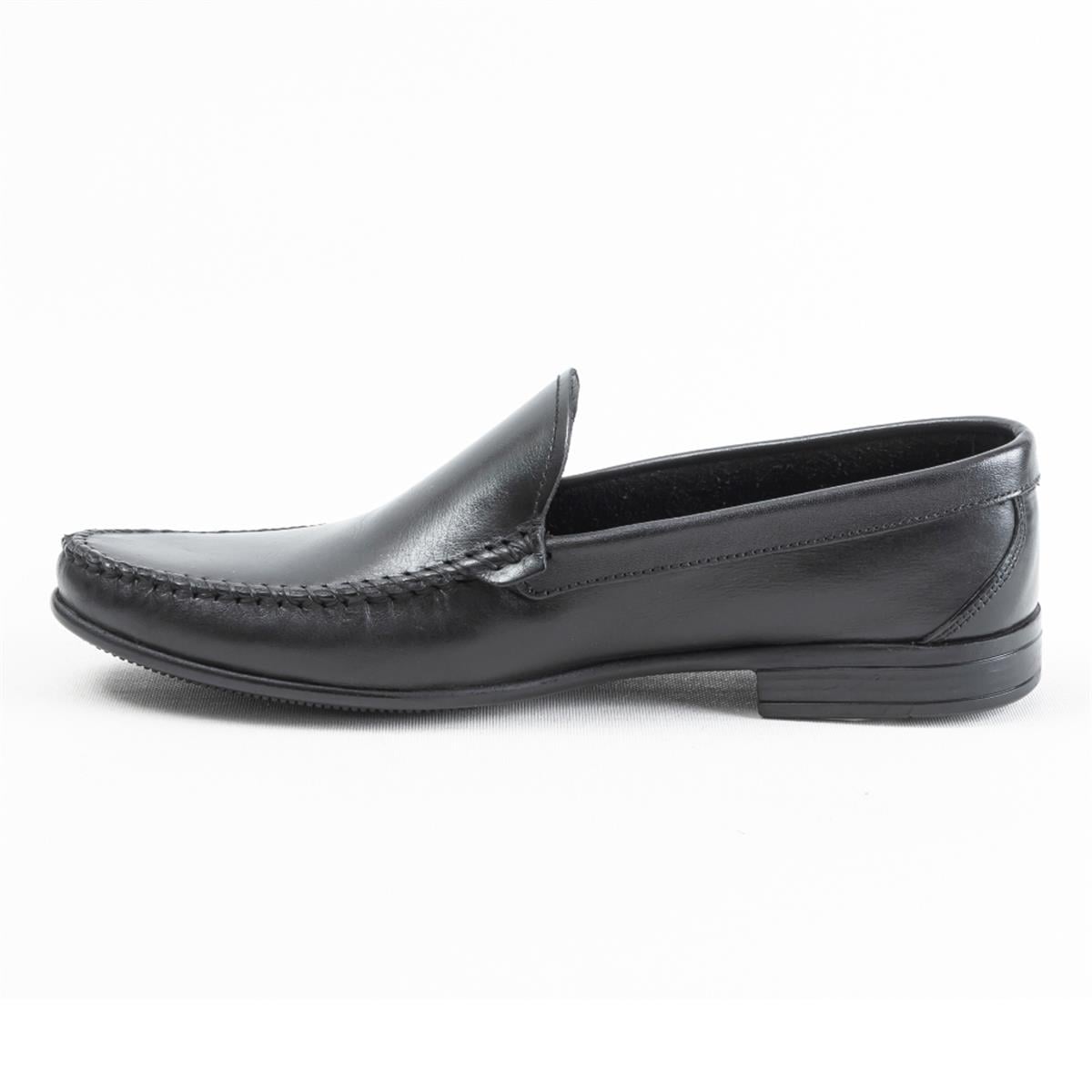 Ulus 02 Siyah Ökçeli-Tek İğne Loafer Ayakkabı