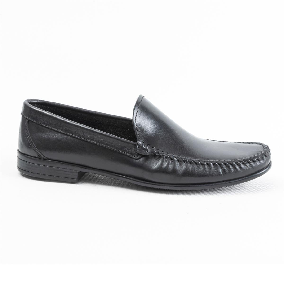 Ulus 02 Siyah Ökçeli-Tek İğne Loafer Ayakkabı