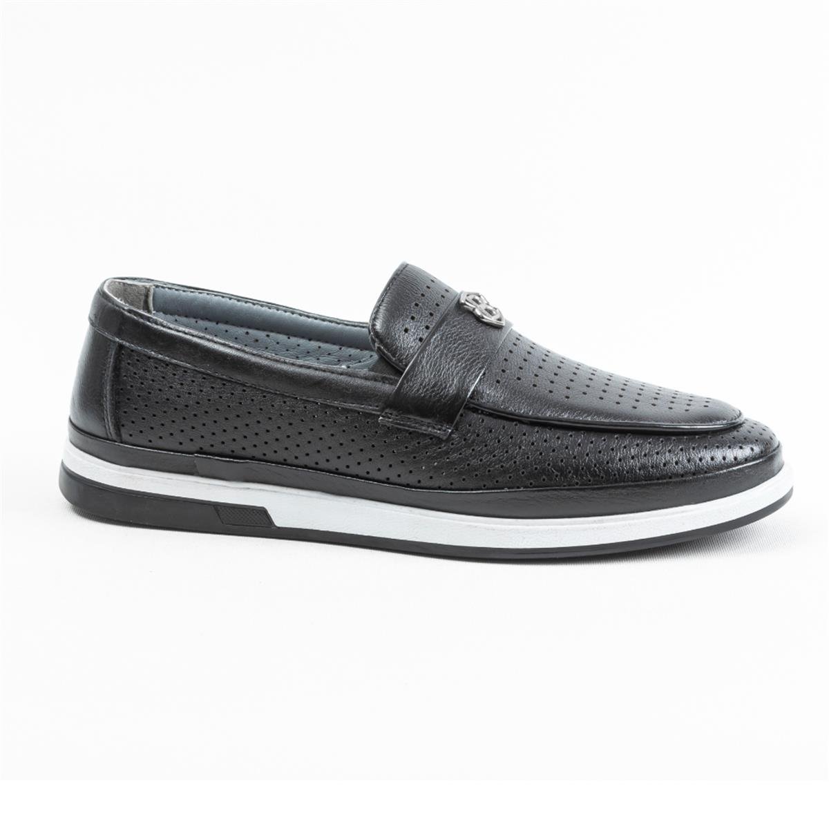 Ulus 022 Delikli Siyah Loafer Ayakkabı