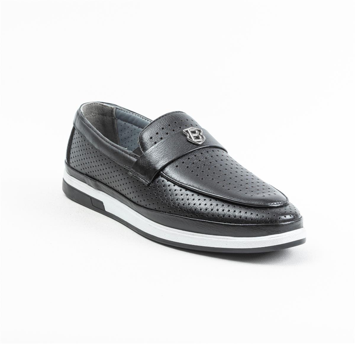 Ulus 022 Delikli Siyah Loafer Ayakkabı