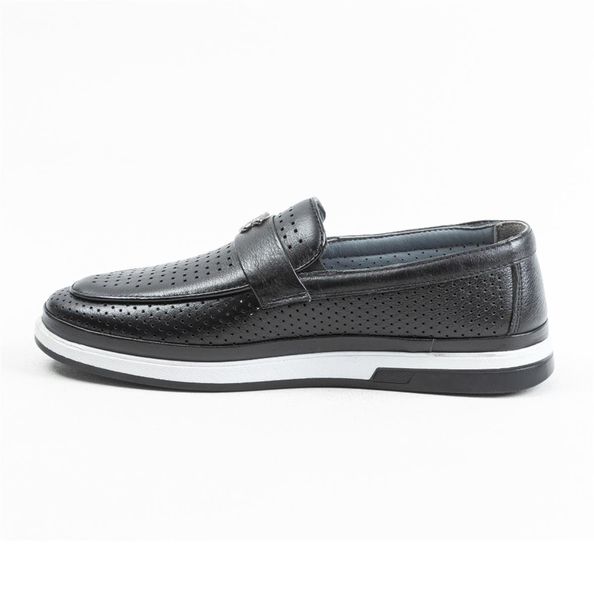 Ulus 022 Delikli Siyah Loafer Ayakkabı