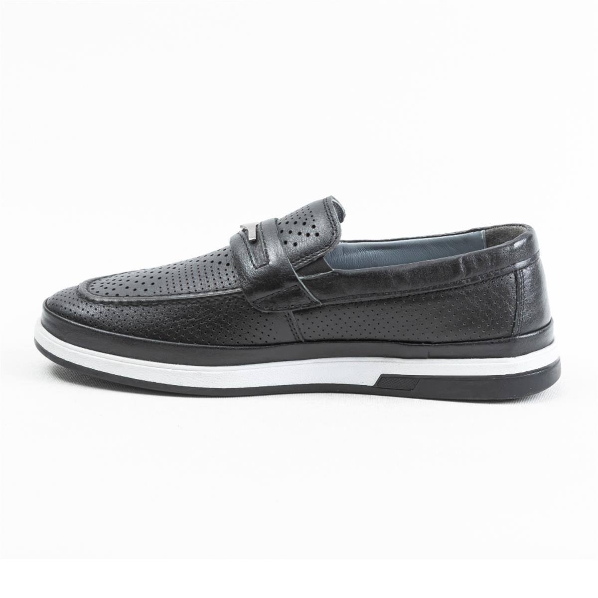 Ulus 032 Delikli Siyah Loafer Ayakkabı