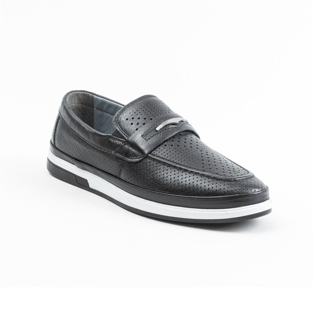 Ulus 032 Delikli Siyah Loafer Ayakkabı