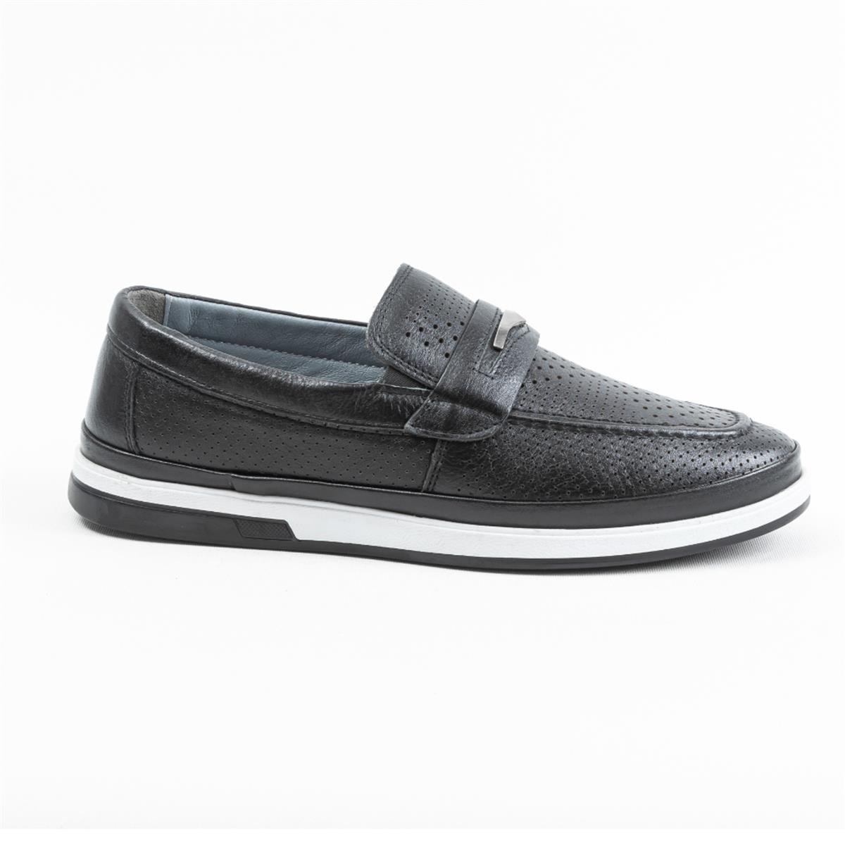 Ulus 032 Delikli Siyah Loafer Ayakkabı