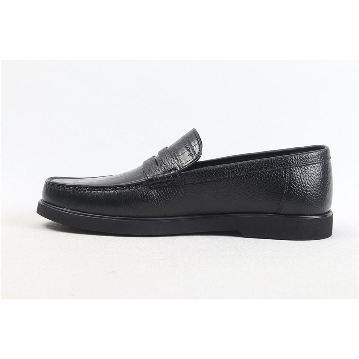 ULUS 1005 FİYONKLU CROCO SİYAH EVA LOAFER AYAKKABI