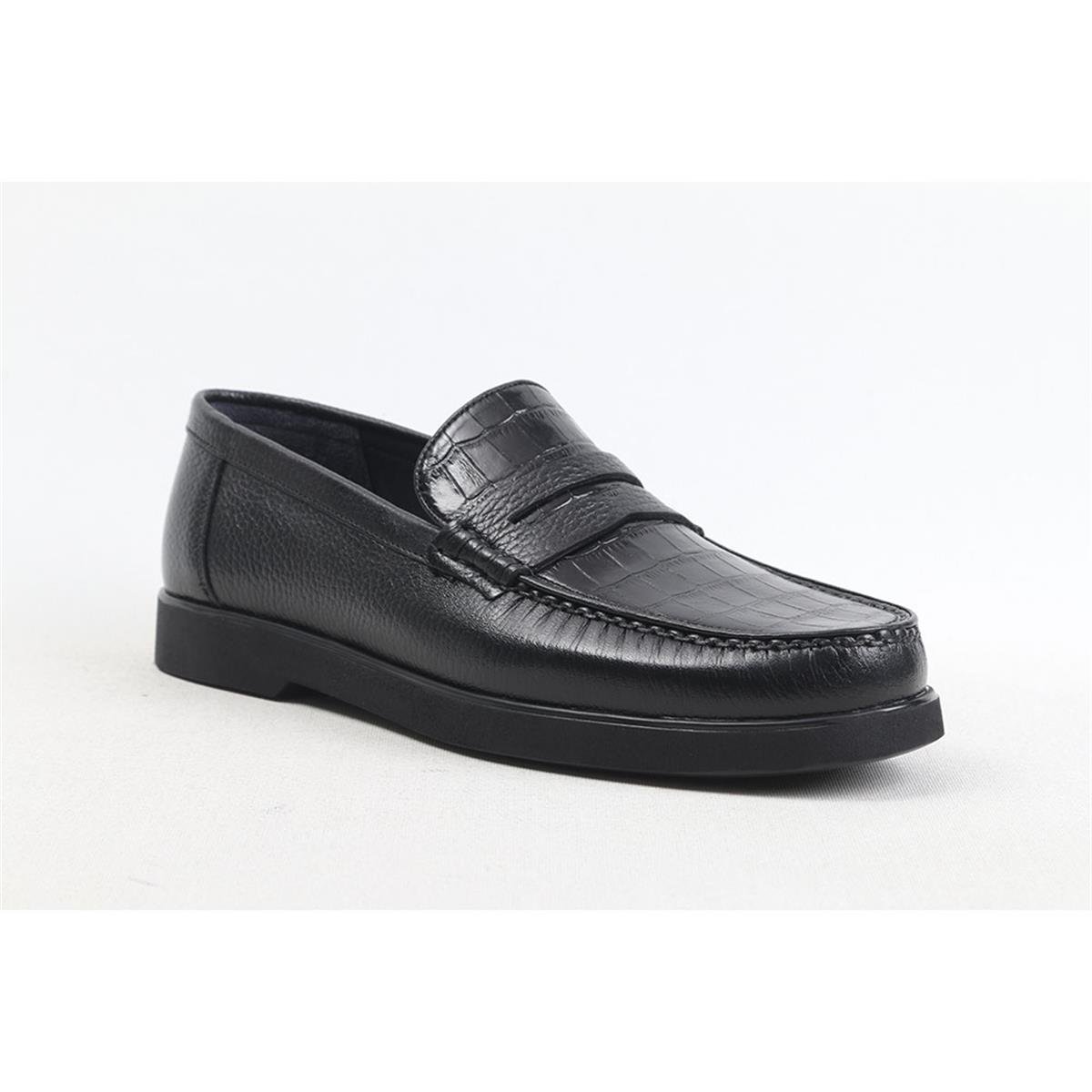 ULUS 1005 FİYONKLU CROCO SİYAH EVA LOAFER AYAKKABI