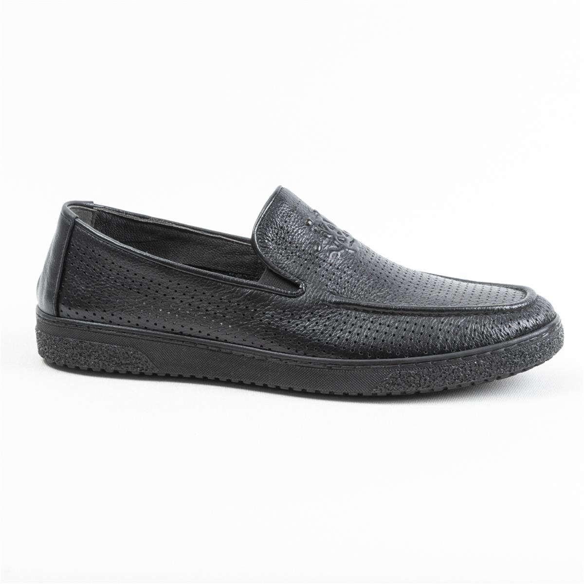 Ulus 1112 Delikli Siyah Loafer Ayakkabı