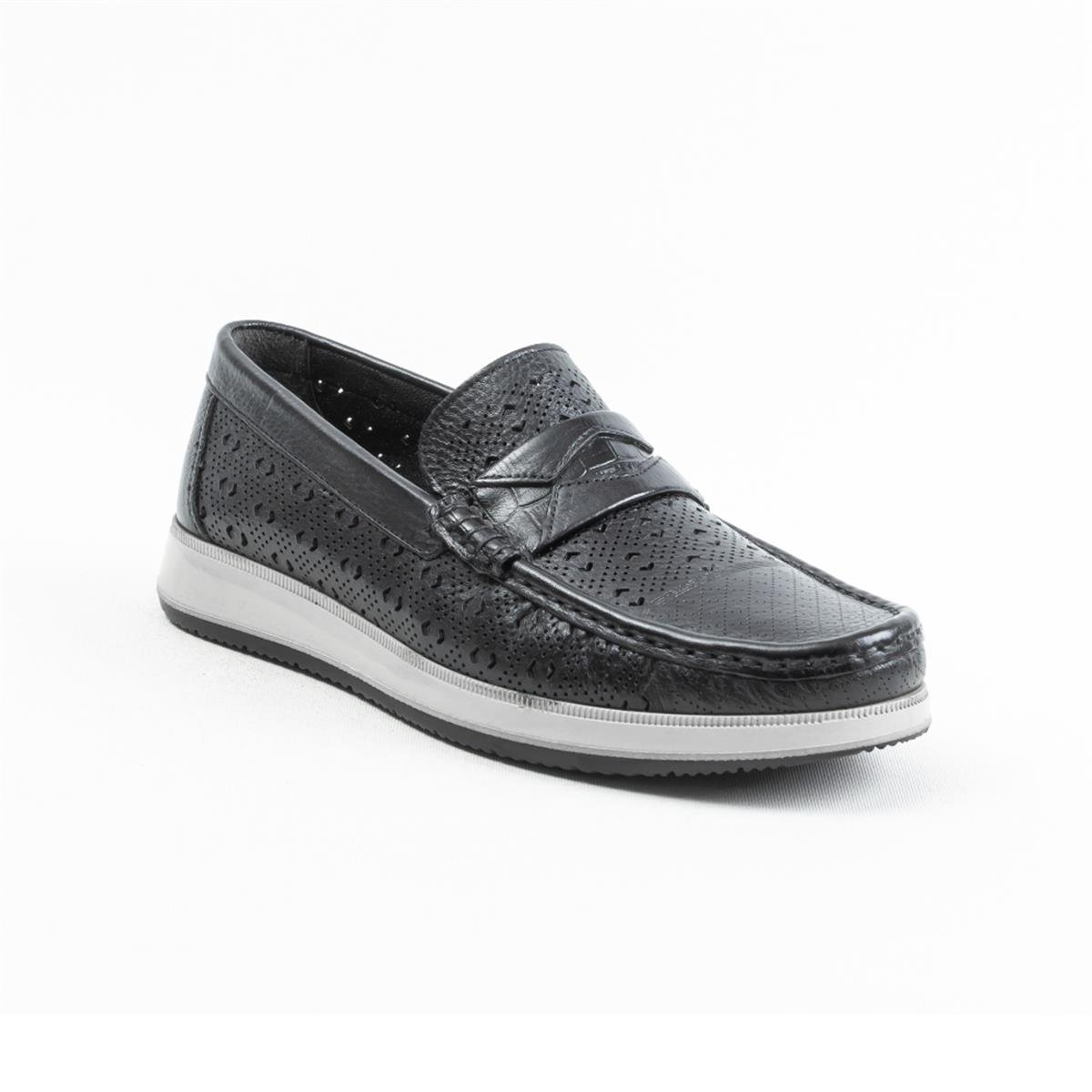 Ulus 1237 Delikli Siyah Loafer Ayakkabı