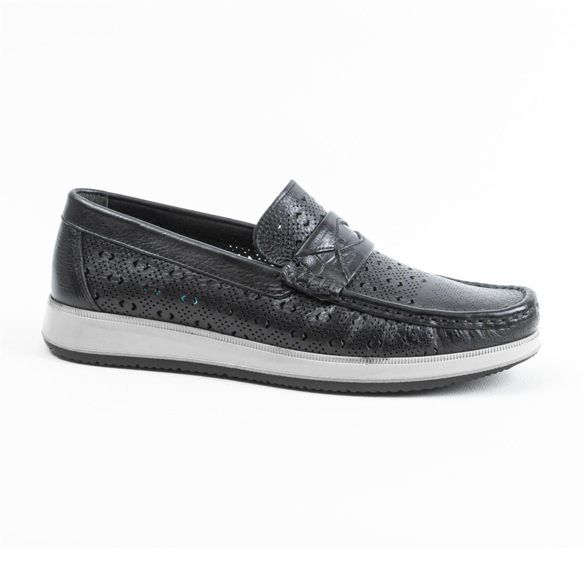 Ulus 1237 Delikli Siyah Loafer Ayakkabı