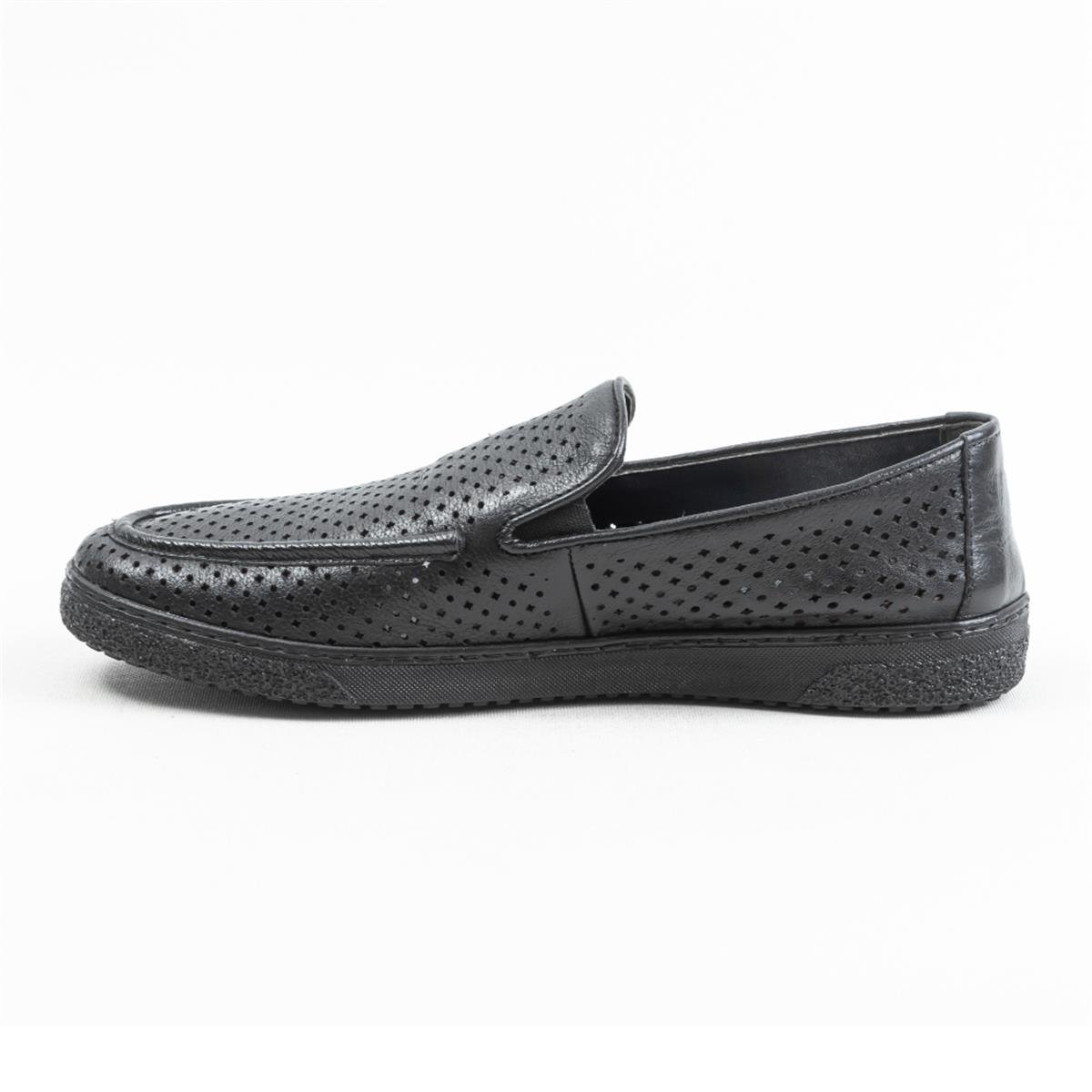 Ulus 2110 Delikli Siyah Loafer Ayakkabı