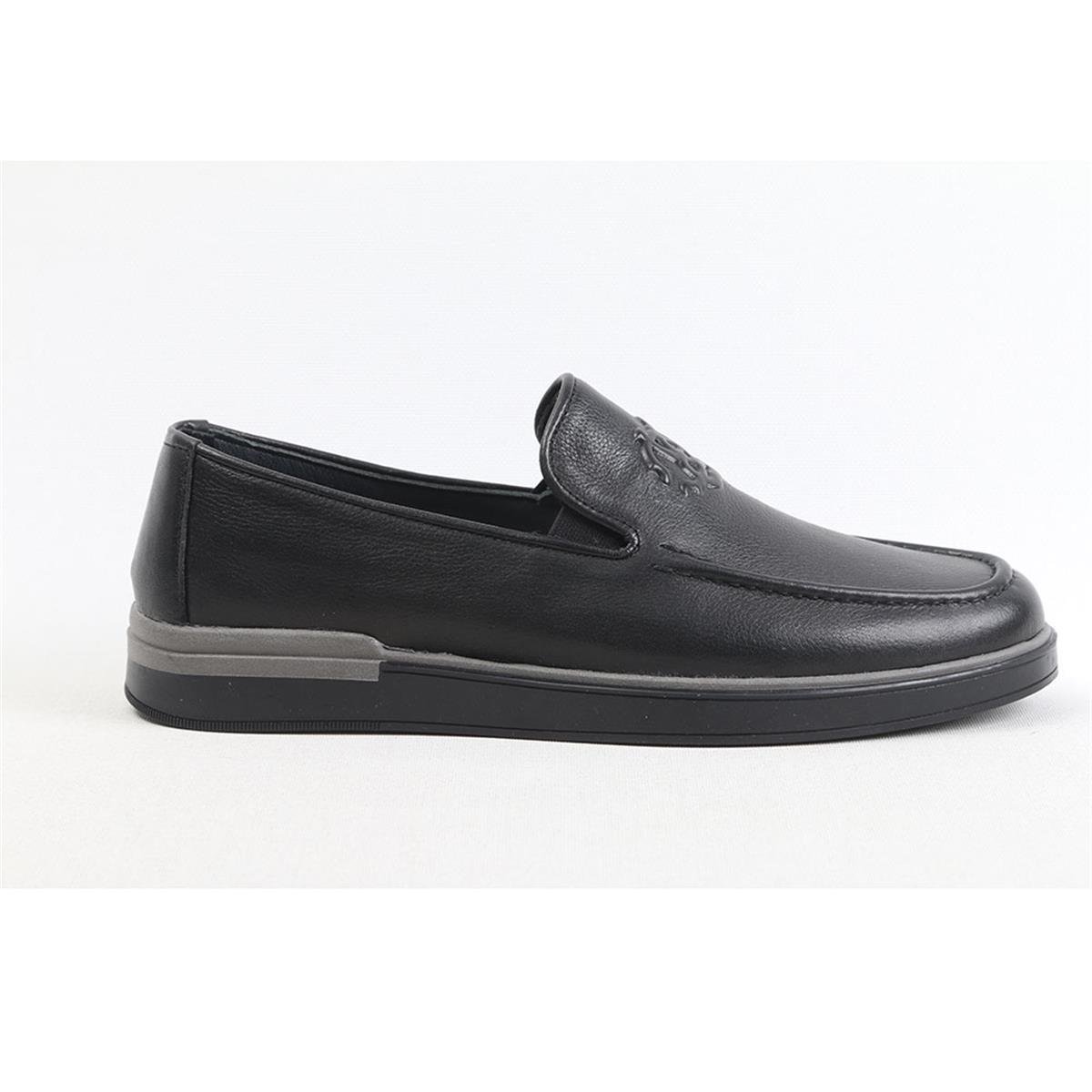 ULUS 241 CC BASKILI SİYAH LOAFER AYAKKABI