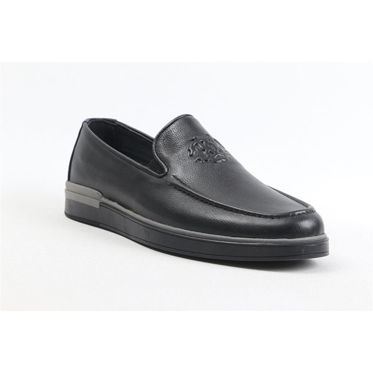 ULUS 241 CC BASKILI SİYAH LOAFER AYAKKABI