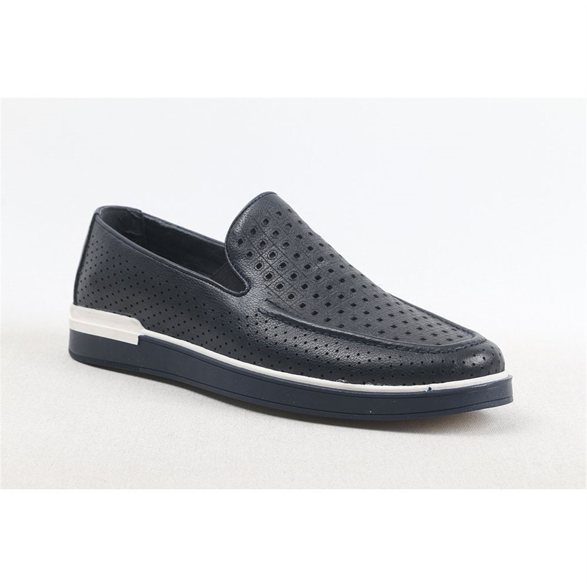 ULUS 246 FİTİLLİ DELİKLİ LACİVERT LOAFER AYAKKABI