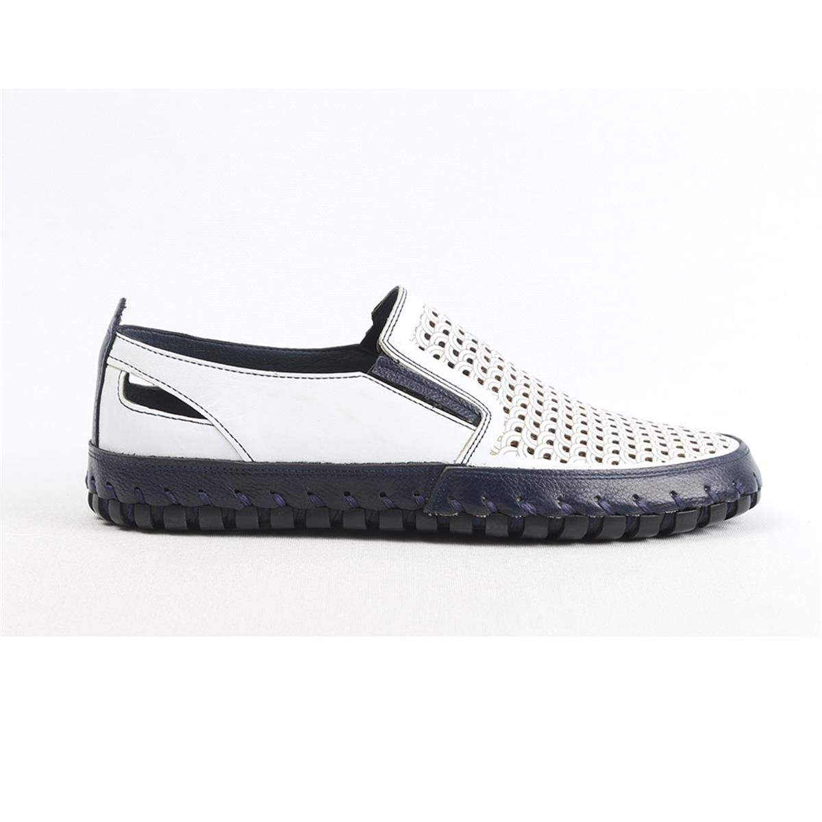 ULUS 3000 DELİKLİ BEYAZ LOAFER AYAKKABI