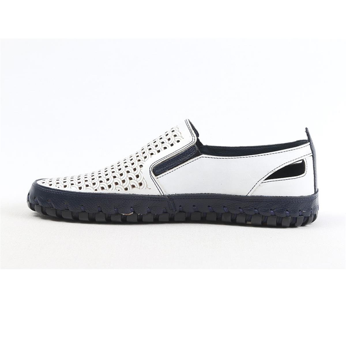 ULUS 3000 DELİKLİ BEYAZ LOAFER AYAKKABI
