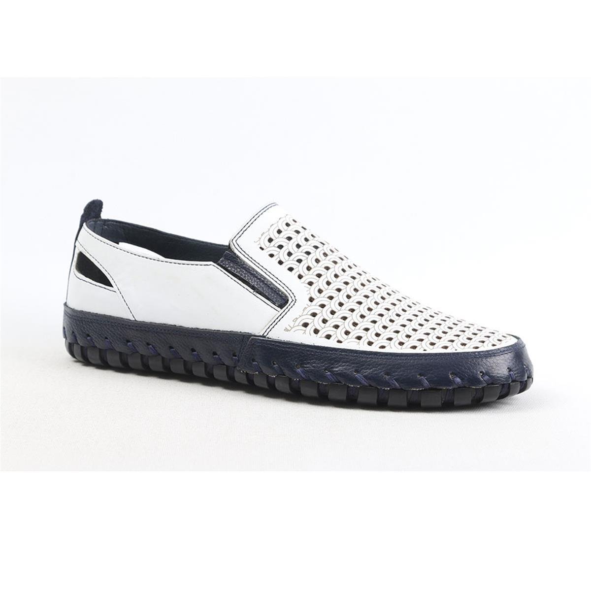 ULUS 3000 DELİKLİ BEYAZ LOAFER AYAKKABI