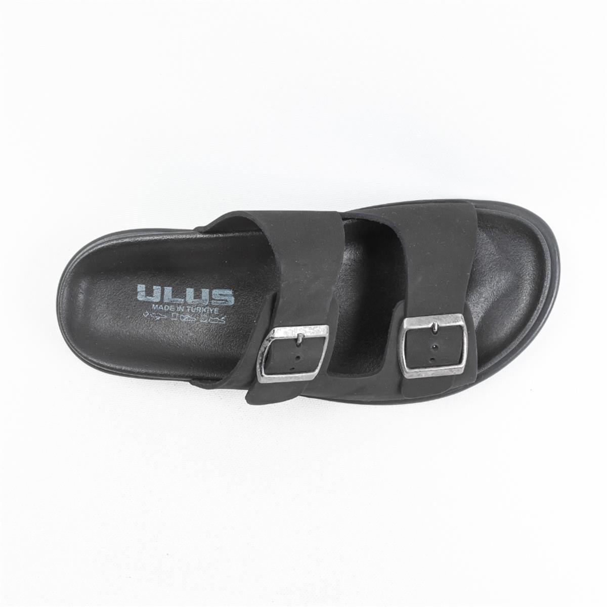 Ulus 317 Siyah Nubuk Tokalı Terlik