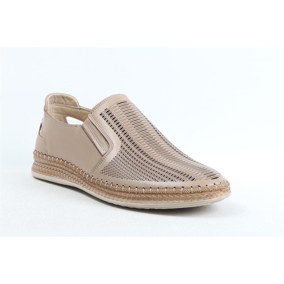 Ulus 7050 Bej Delikli Loafer Ayakkabı