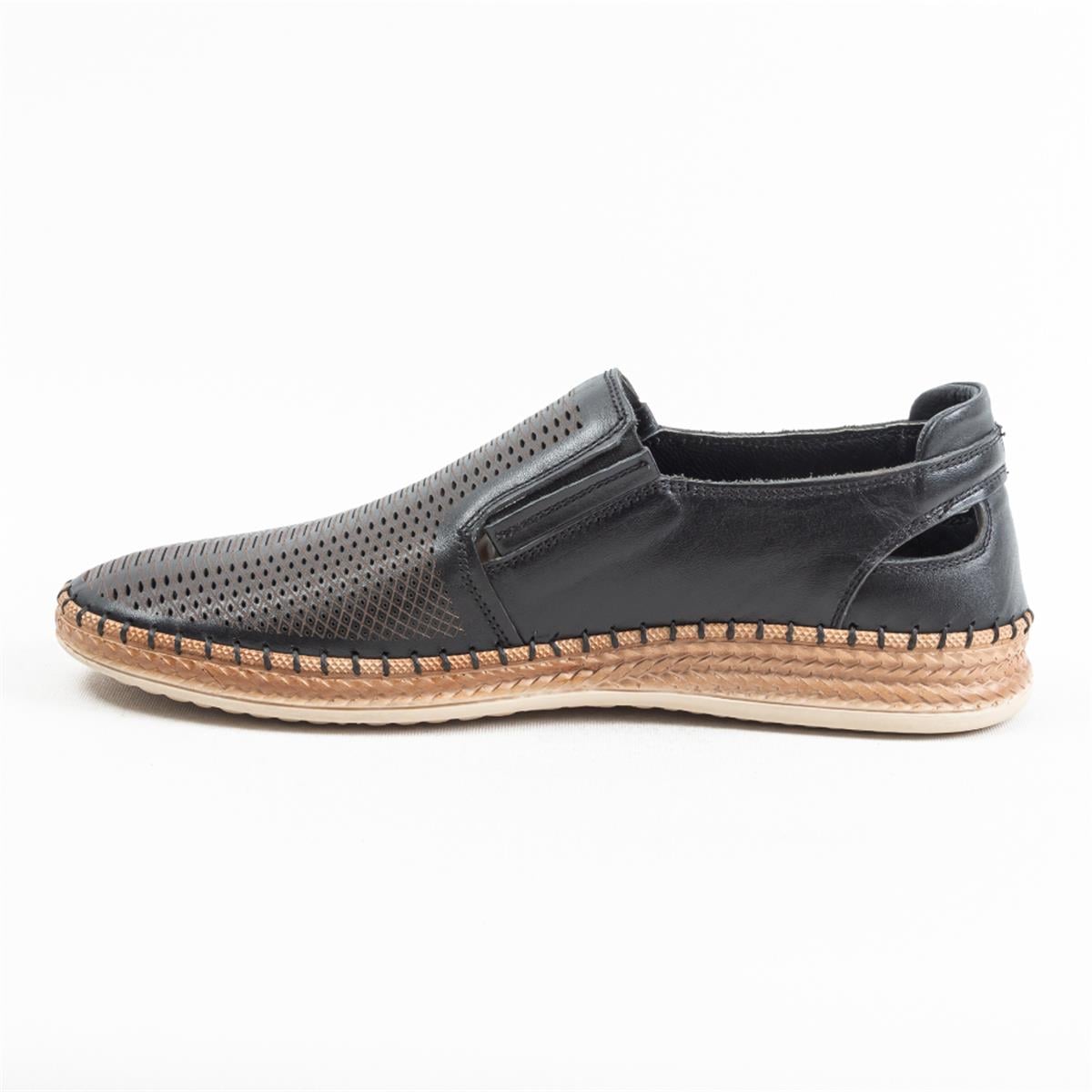 Ulus 7050 Siyah Delikli Loafer Ayakkabı