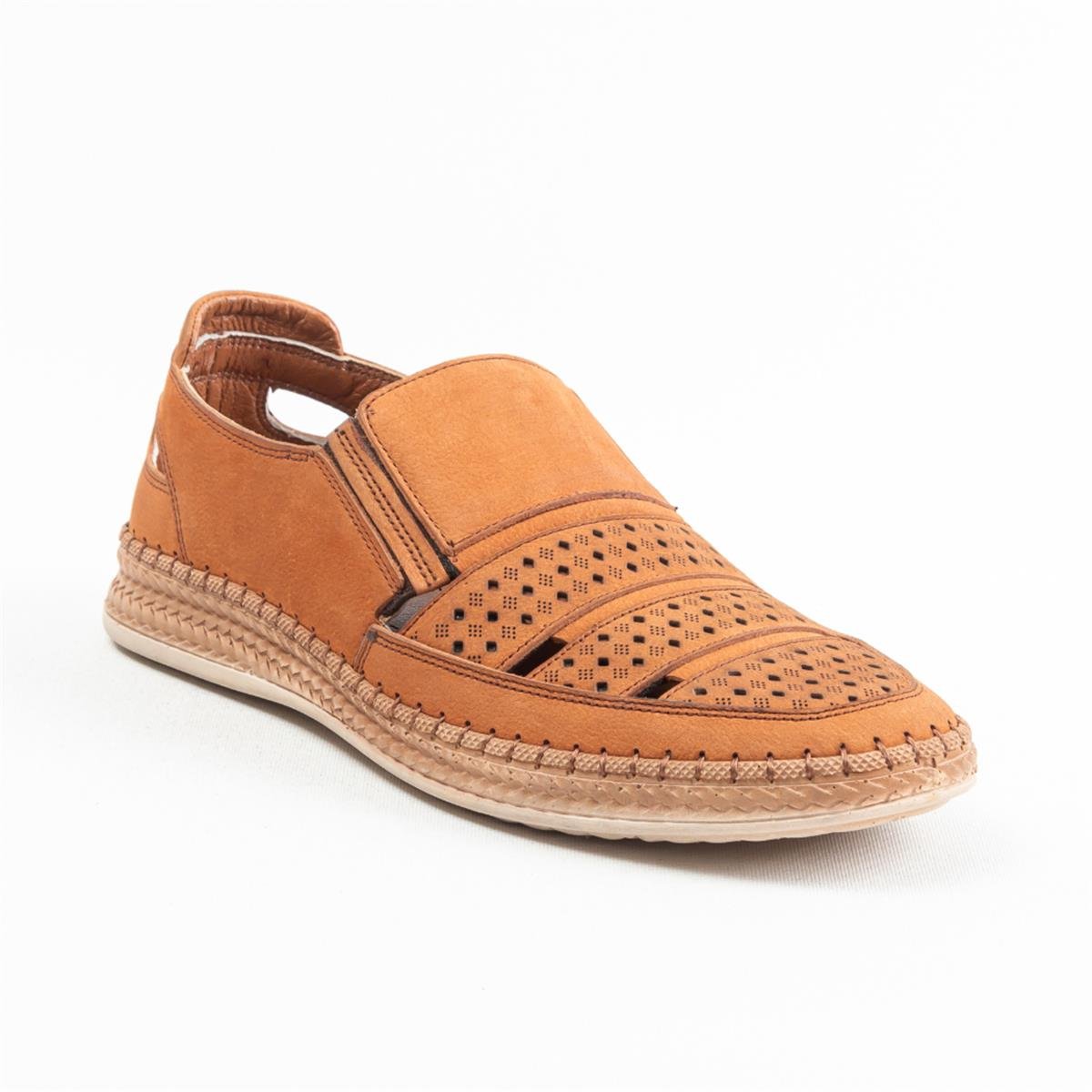 Ulus 7052 Taba Nubuk Delikli Loafer Ayakkabı