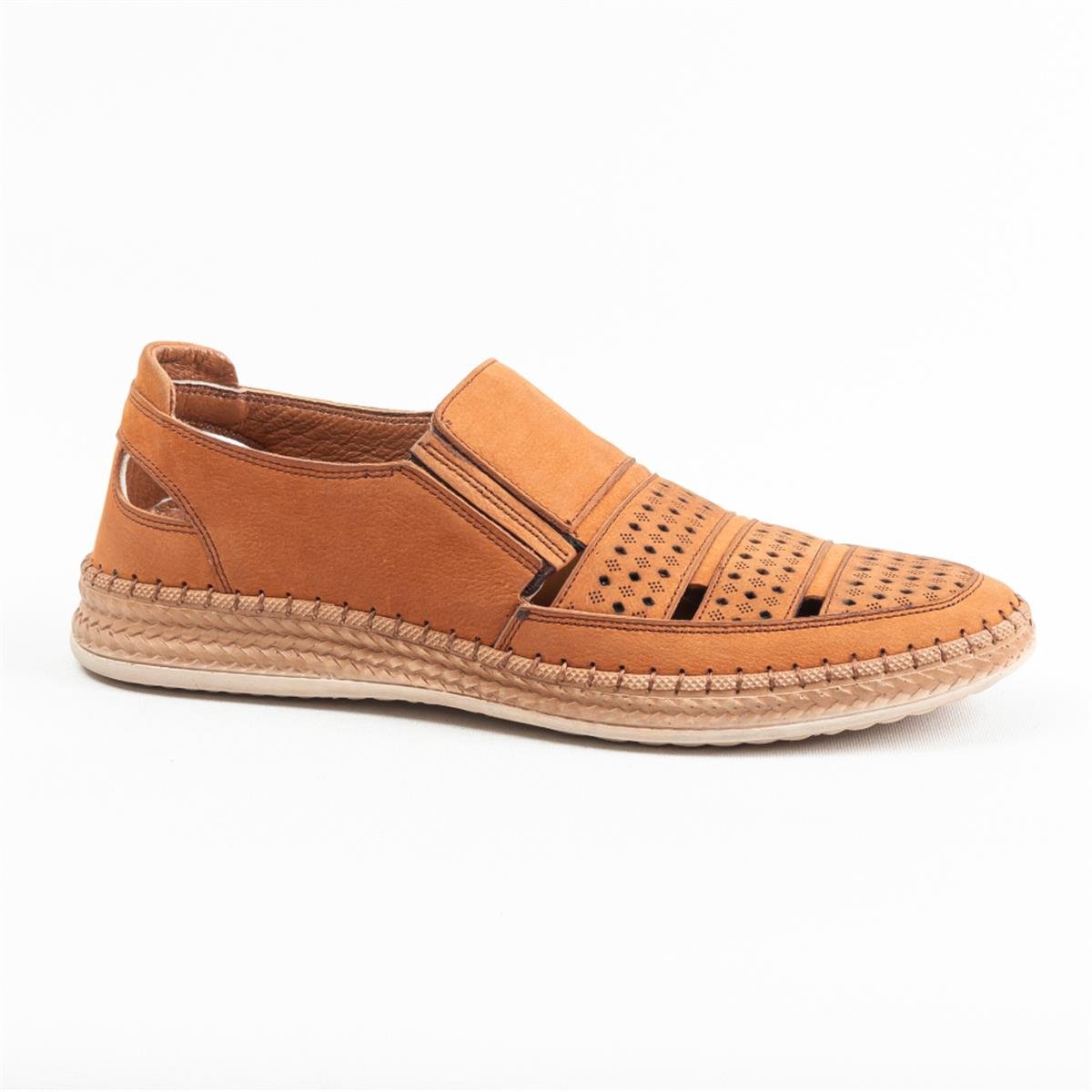 Ulus 7052 Taba Nubuk Delikli Loafer Ayakkabı