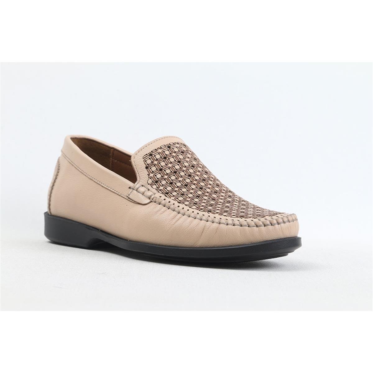 ULUS 929 DELİKLİ BEJ LOAFER AYAKKABI