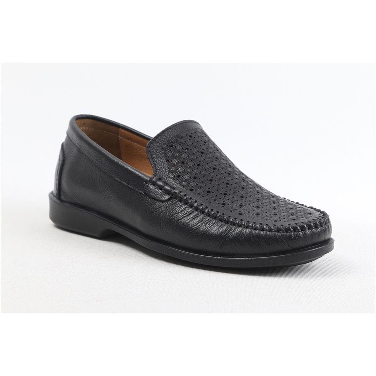 ULUS 929 DELİKLİ SİYAH LOAFER AYAKKABI