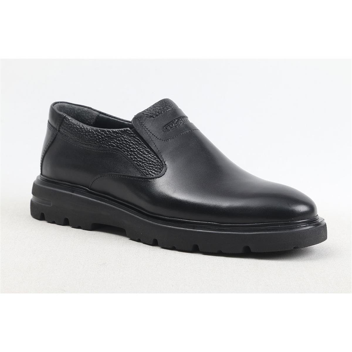 ULUS E-27 LASTİKLİ DÜZ SİYAH EVA LOAFER AYAKKABI