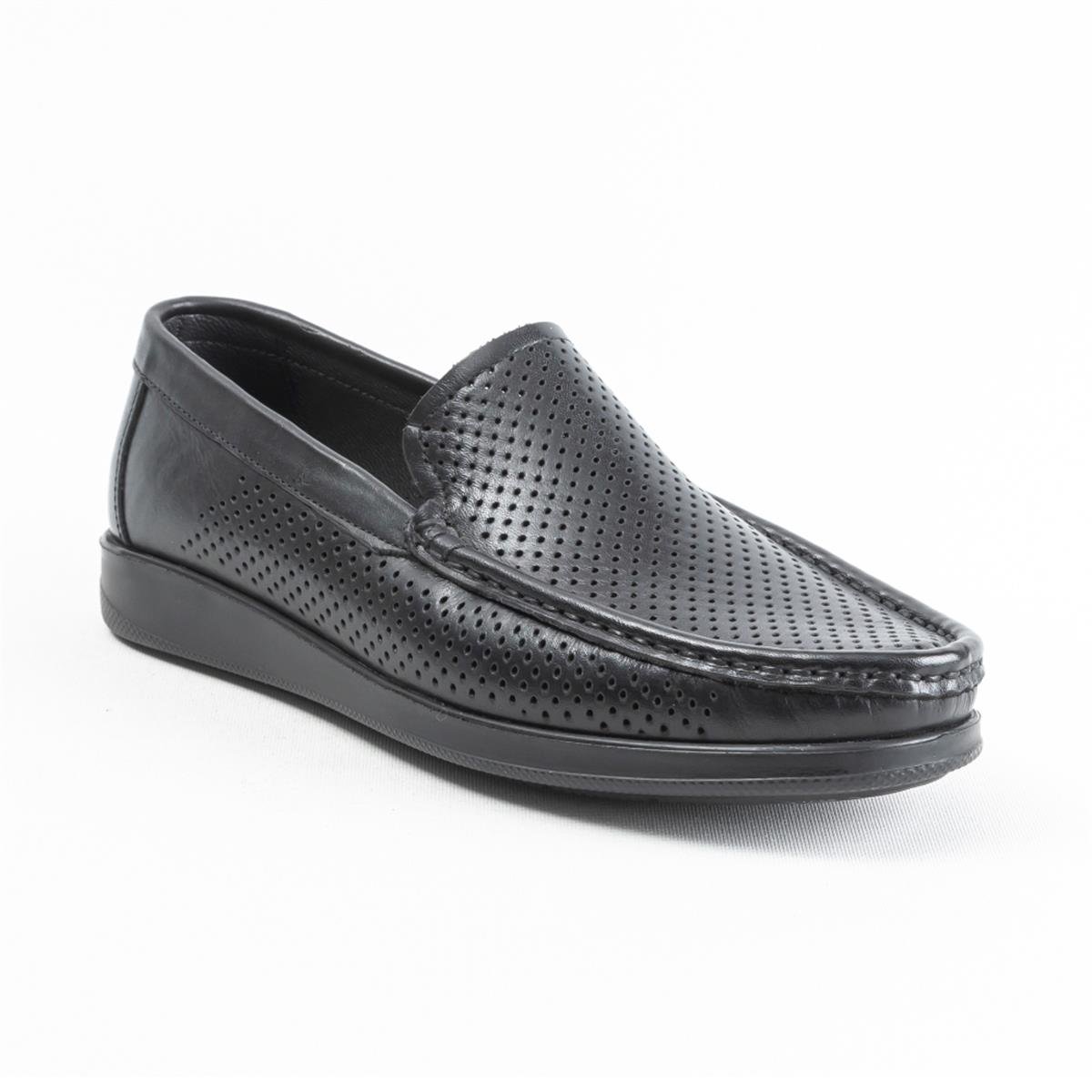 Ulus E-90 Delikli Siyah-Siyah Eva Loafer Ayakkabı