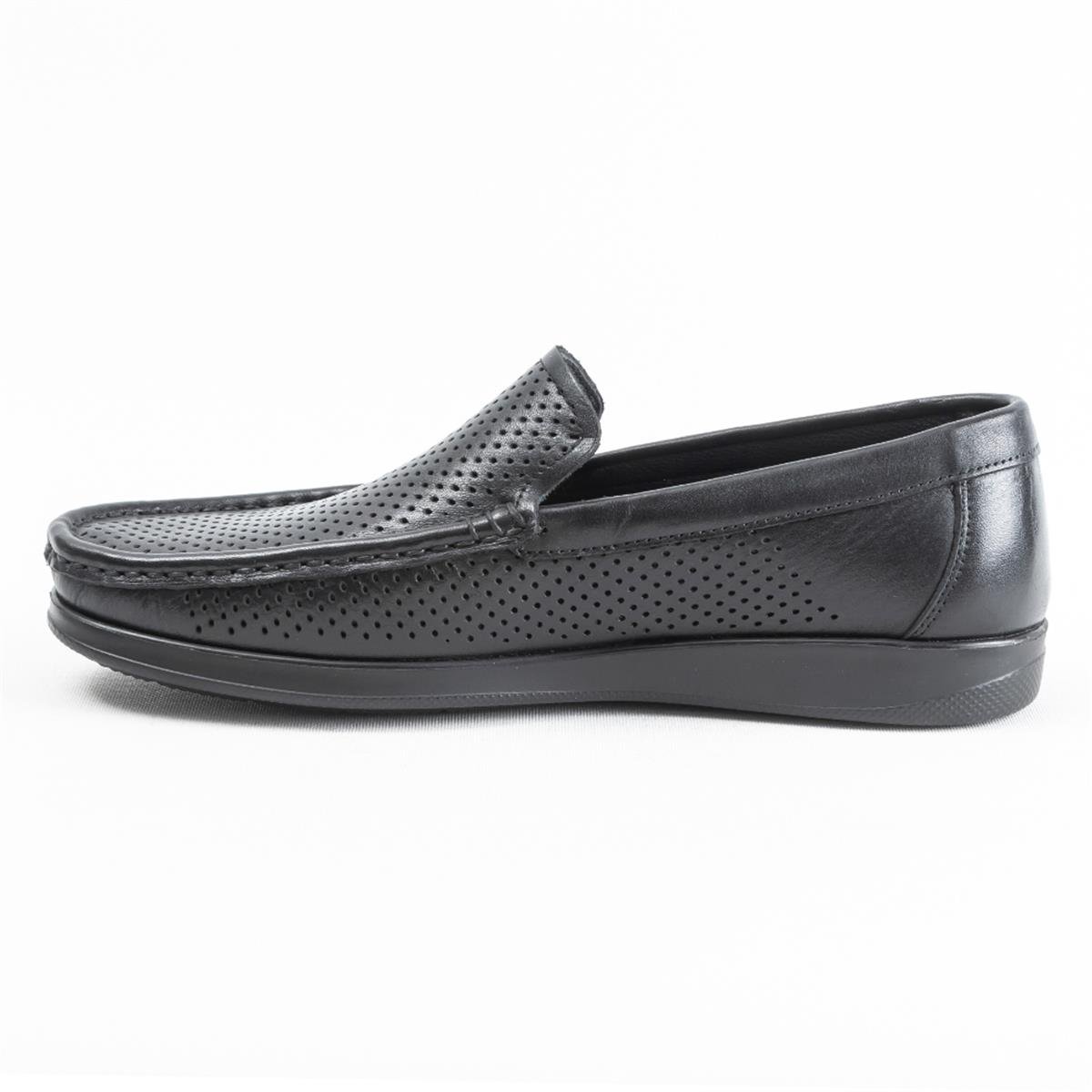 Ulus E-90 Delikli Siyah-Siyah Eva Loafer Ayakkabı