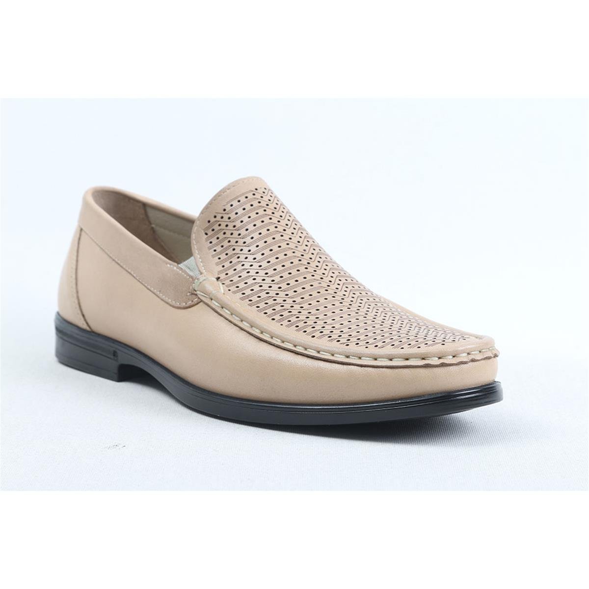 Ulus T-2312-1 Delikli Bej Loafer Ayakkabi