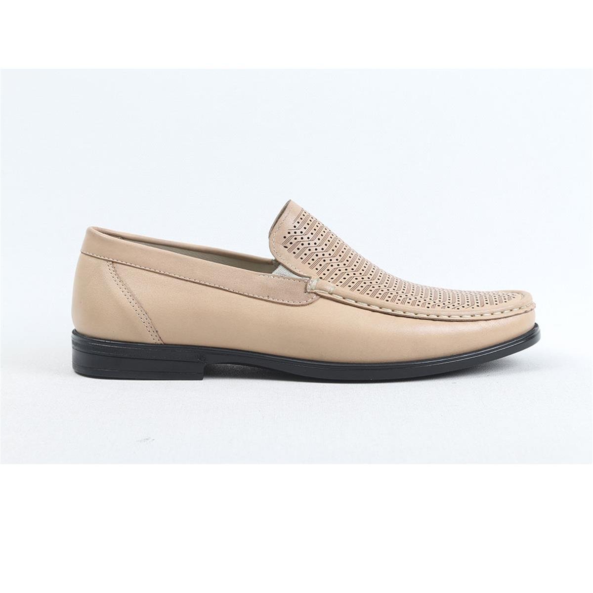 Ulus T-2312-1 Delikli Bej Loafer Ayakkabi