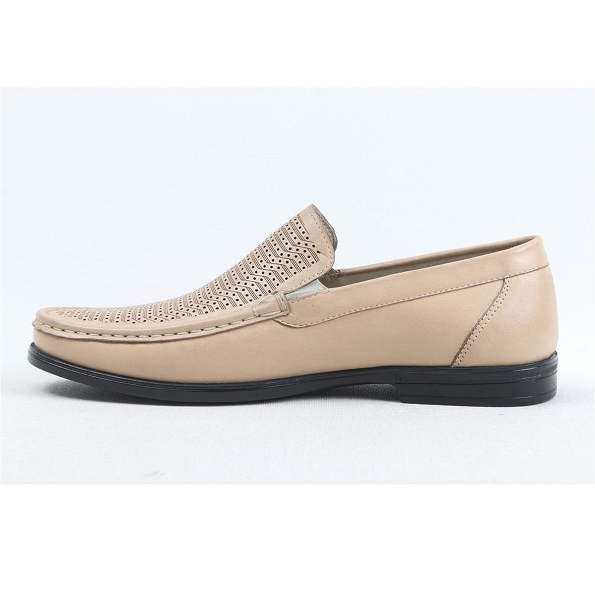 Ulus T-2312-1 Delikli Bej Loafer Ayakkabi