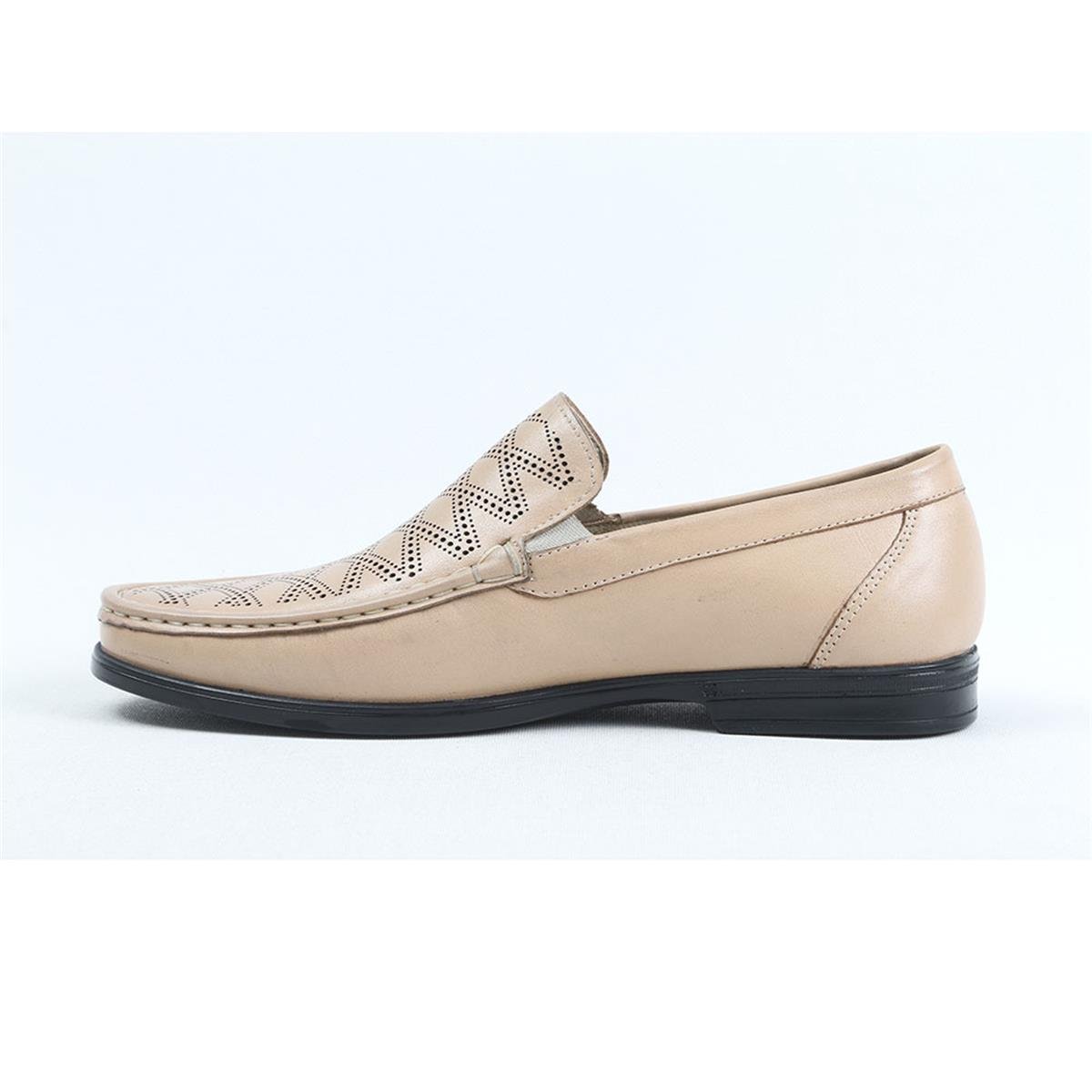 ULUS T-63/1 DELİKLİ BEJ LOAFER AYAKKABI