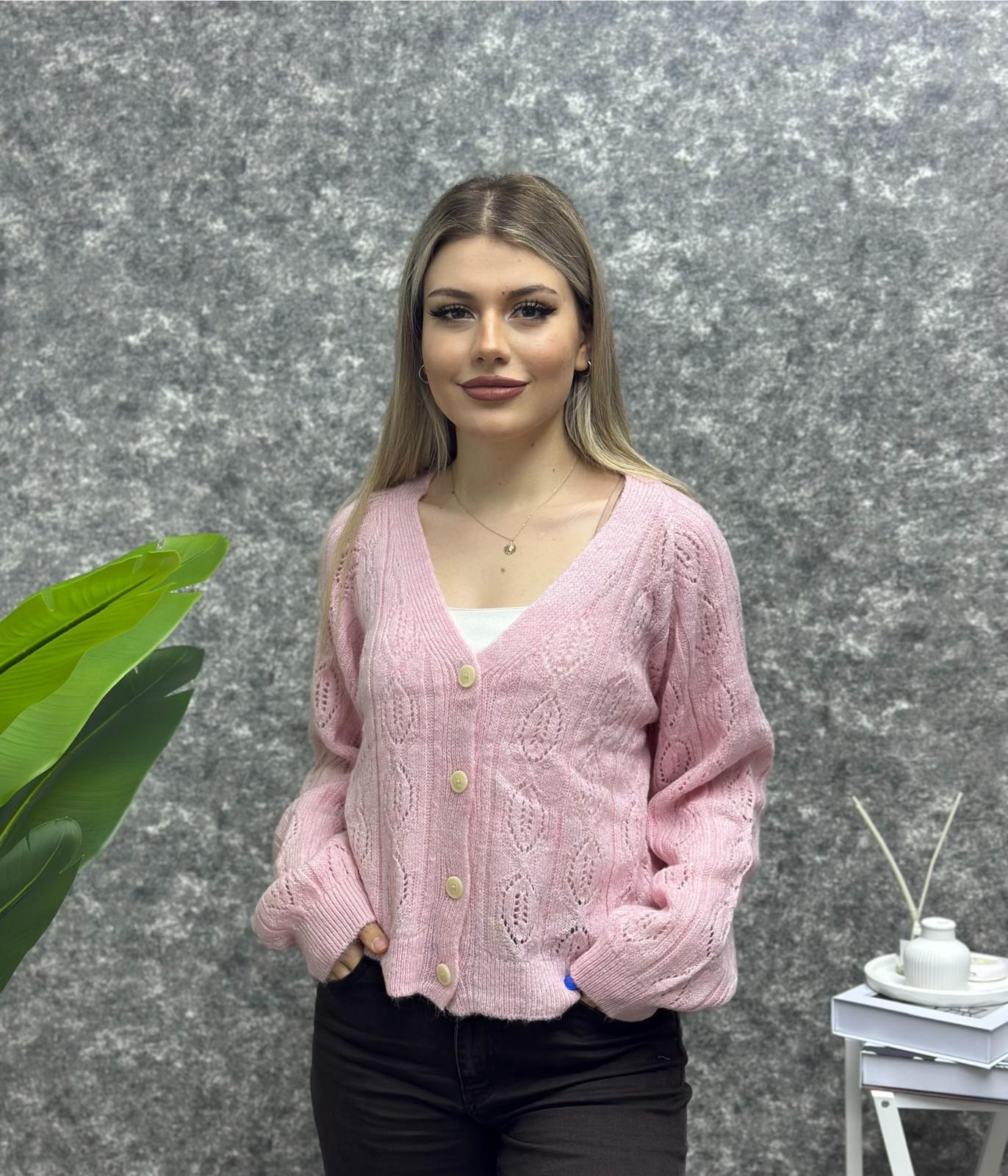 Kadın V Yaka Ajurlu Selanik Hırka