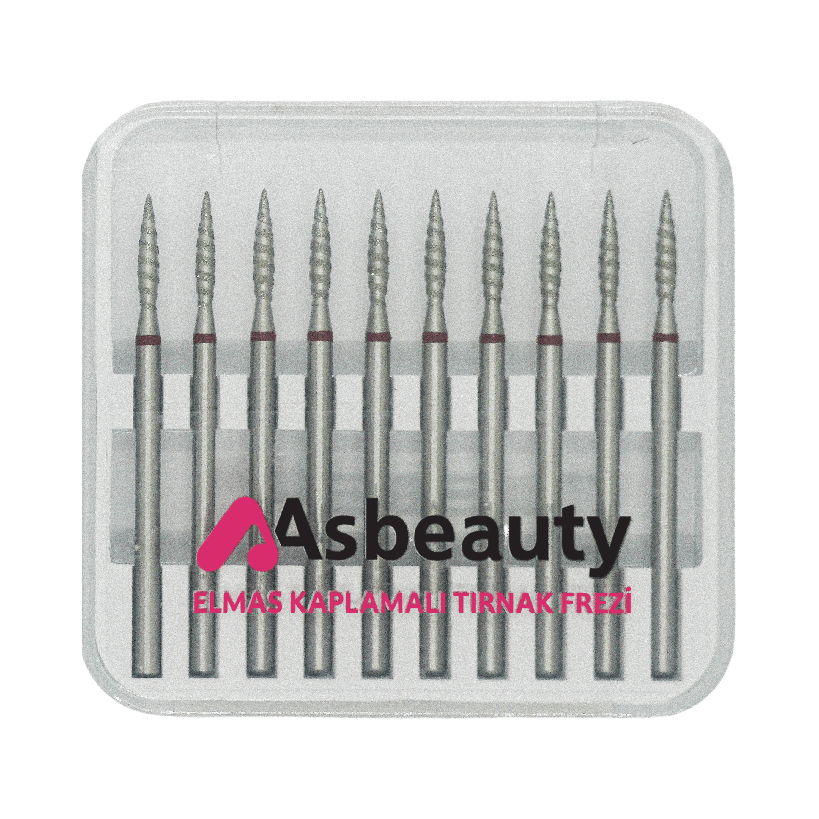 AsBeauty Elmas Kaplamalı 10'lu Paket Tırnak Frezi-Elmas K.F-Yivli Mum Alevi-21 mm-Kı