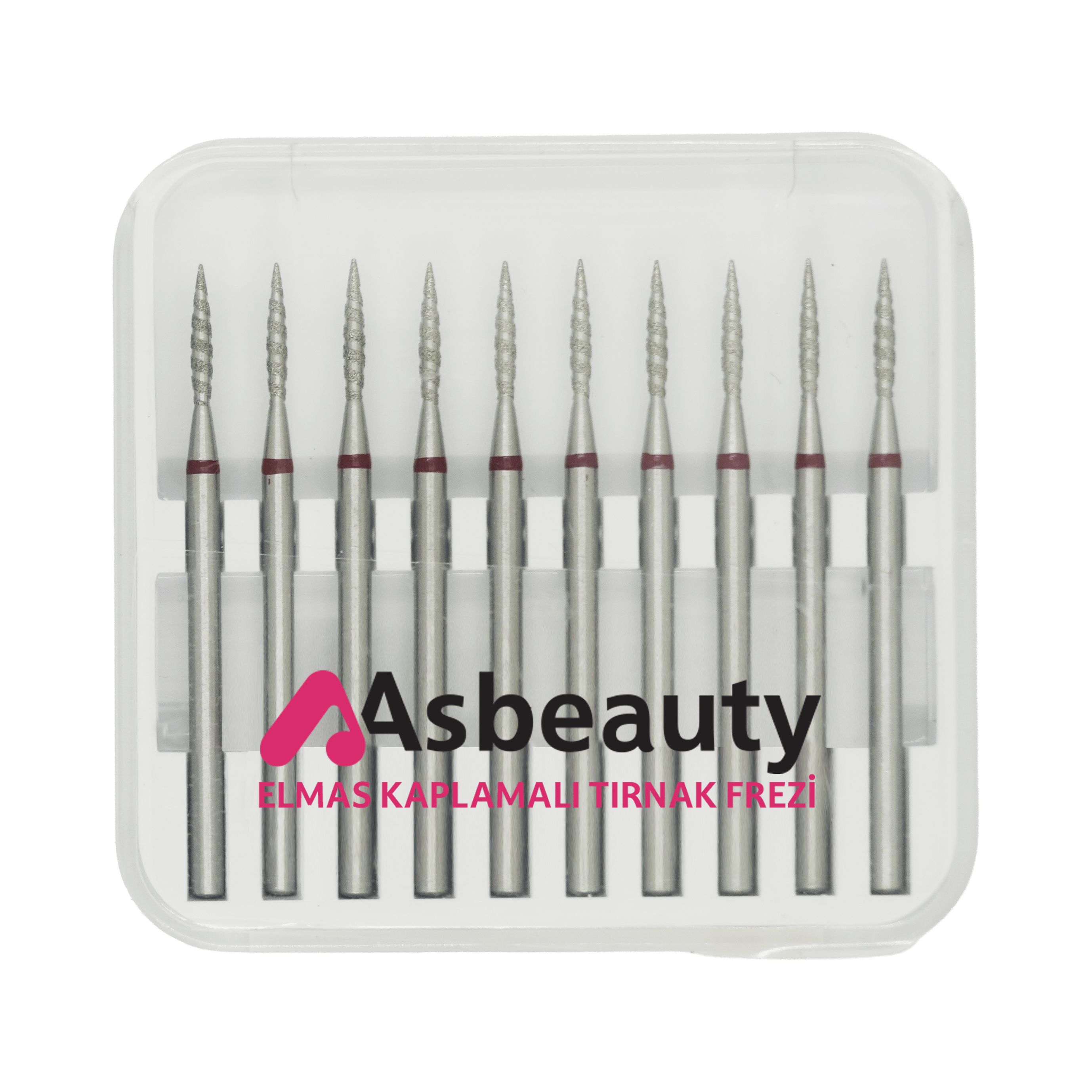 AsBeauty Elmas Kaplamalı 10'lu Paket Tırnak Frezi-Elmas K.F-Yivli Mum Alevi-16 mm-Kı