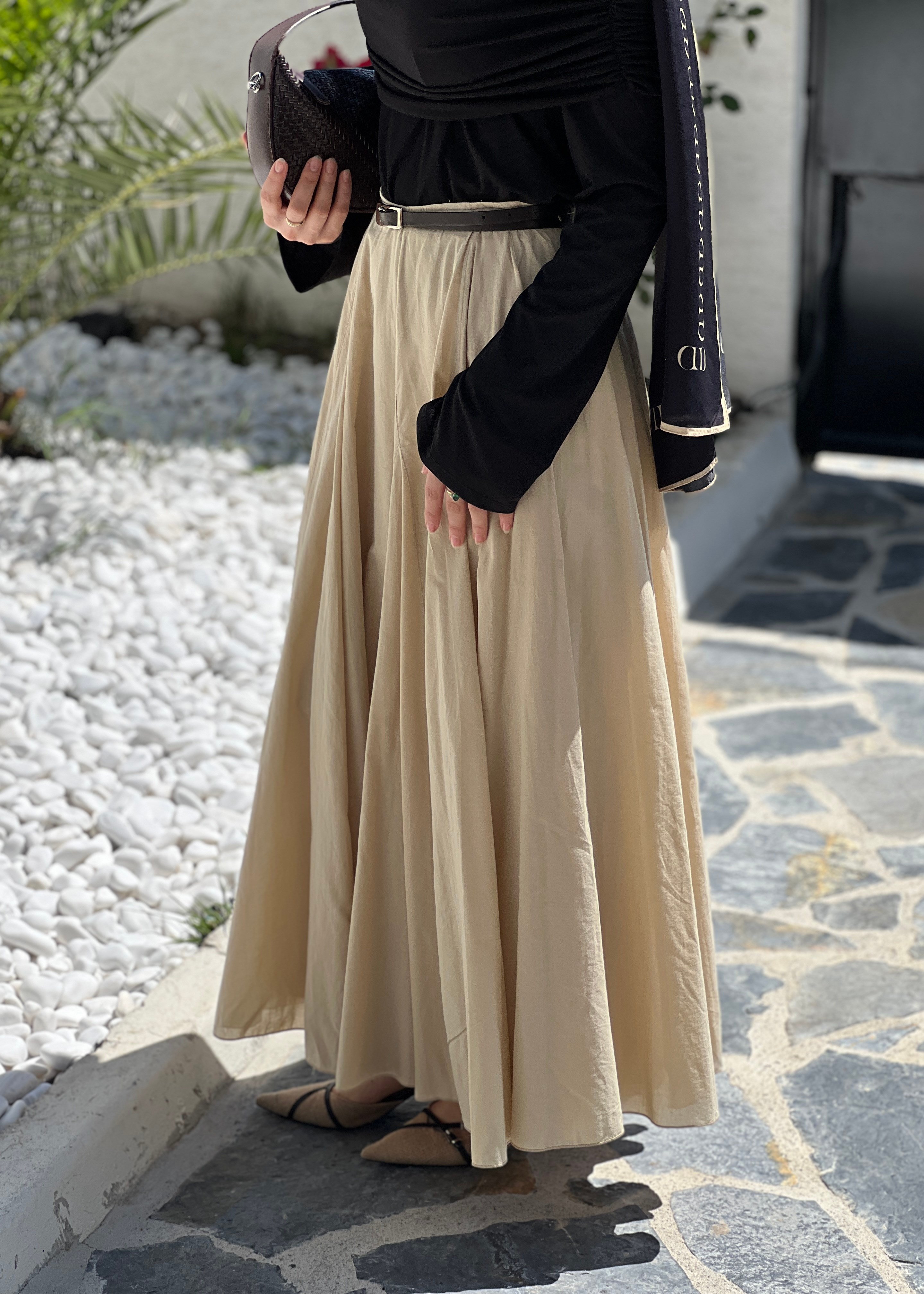 Arya Vual Parçalı Etek- Bej