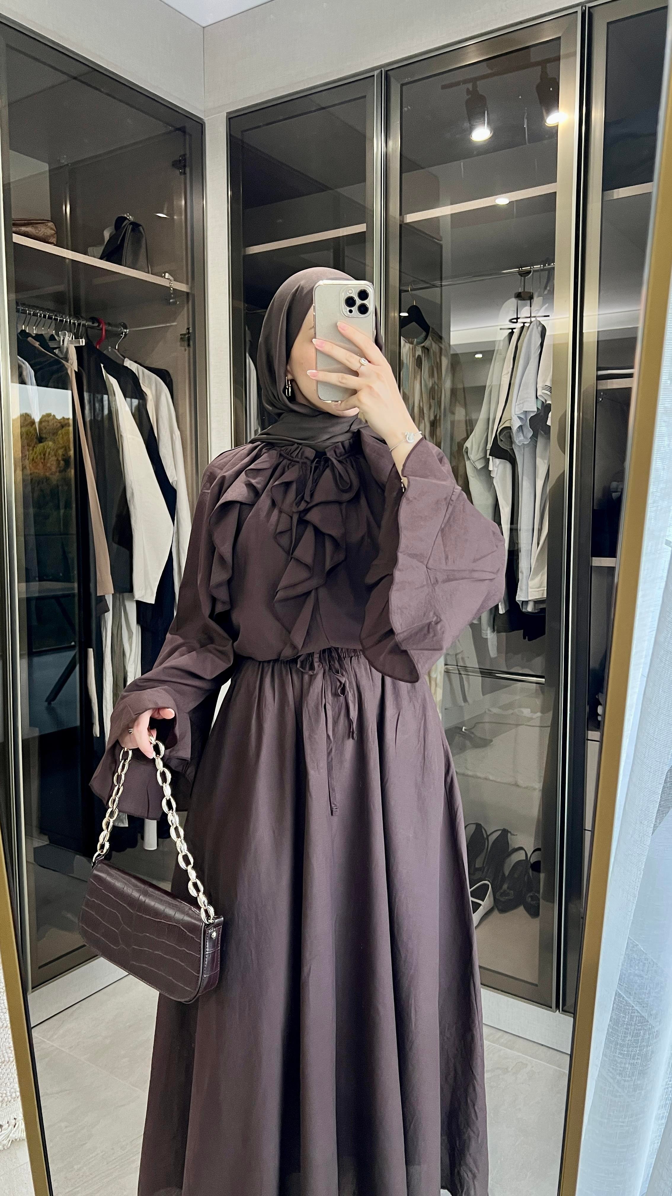 Boho Vual Acı Kahve Bluz Etek Takım