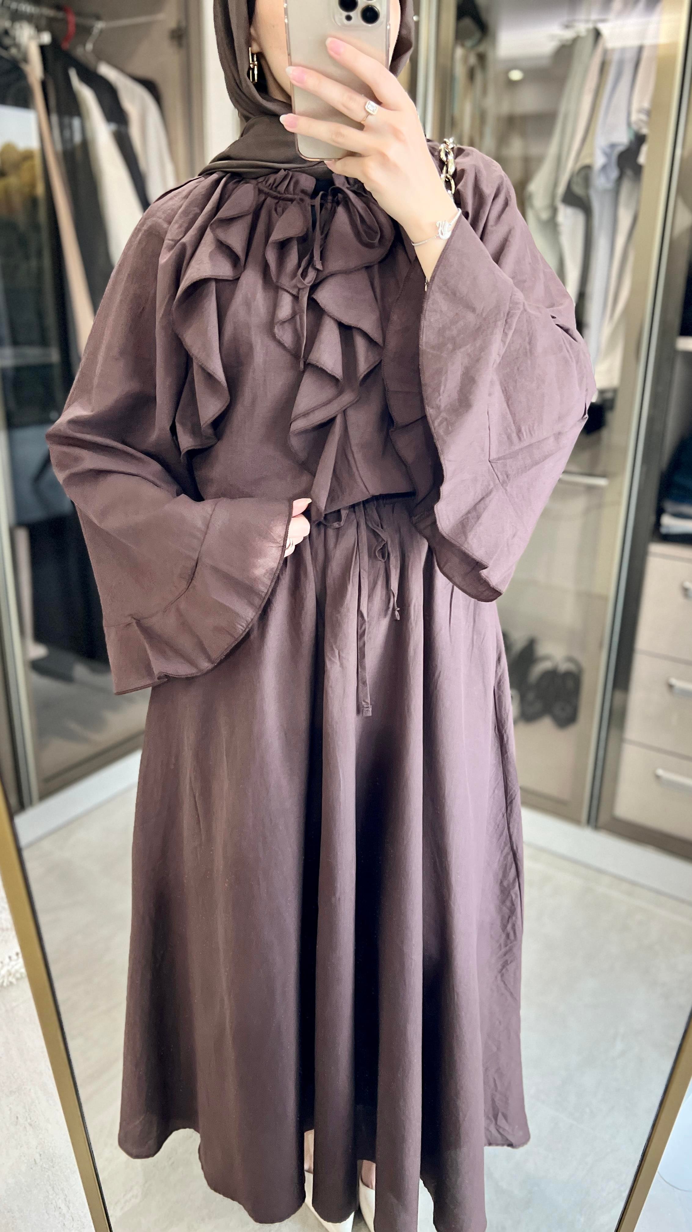 Boho Vual Acı Kahve Bluz Etek Takım
