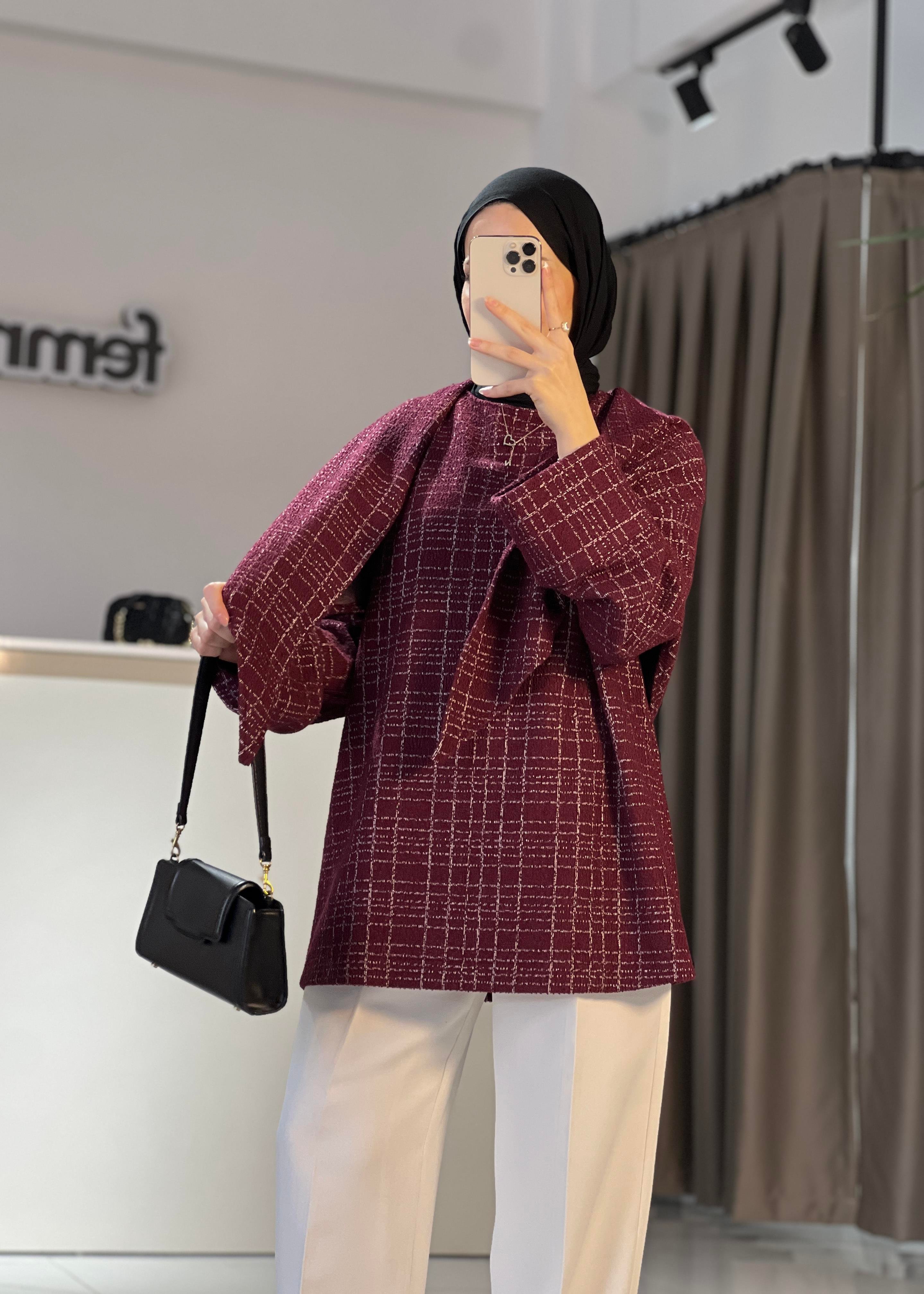 Bordo Noir Fularlı Gömlek
