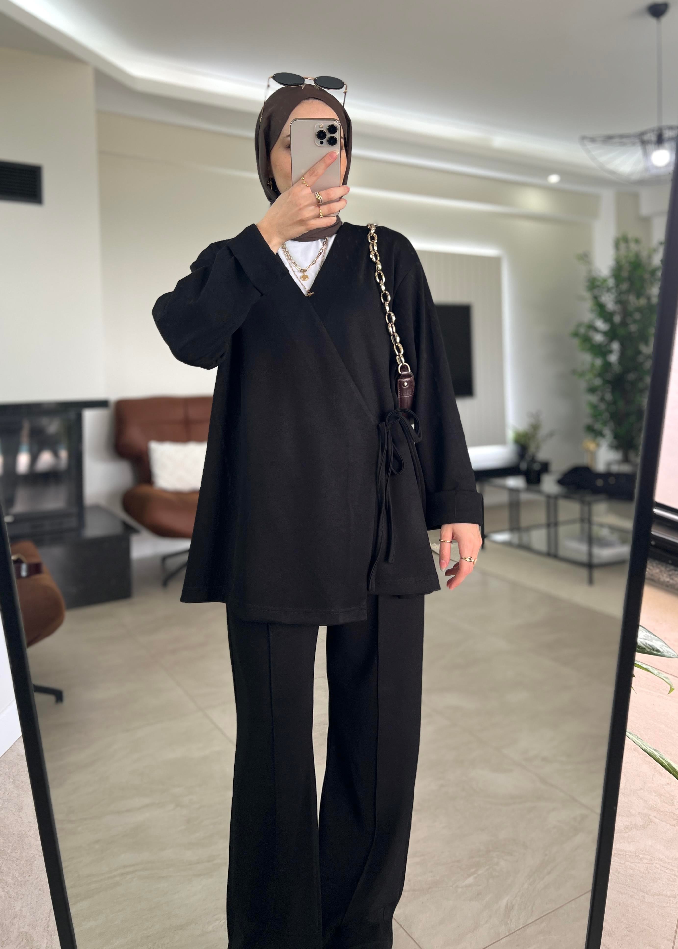 Çapraz Bağlamalı Oysho Takım- Siyah
