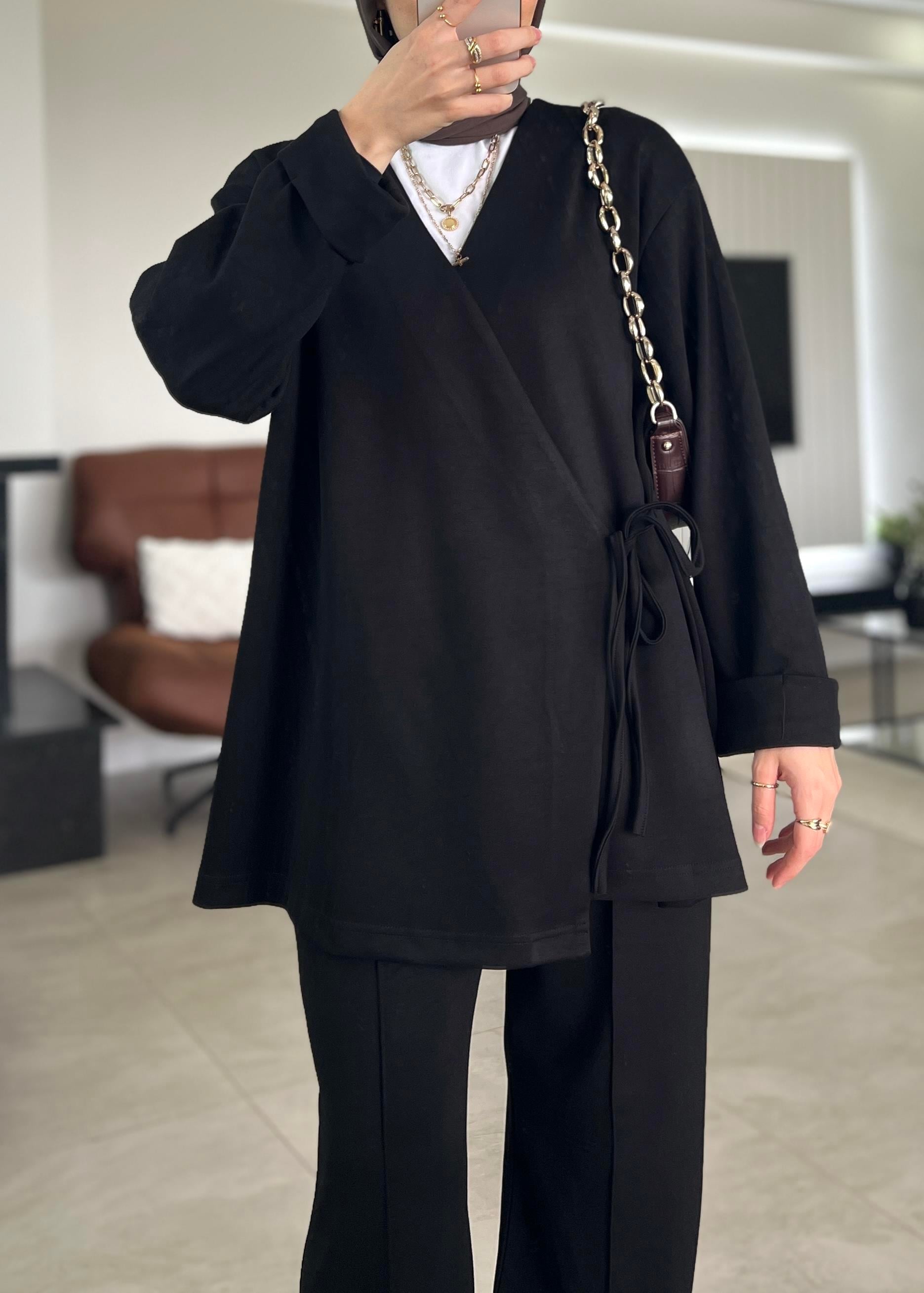 Çapraz Bağlamalı Oysho Takım- Siyah