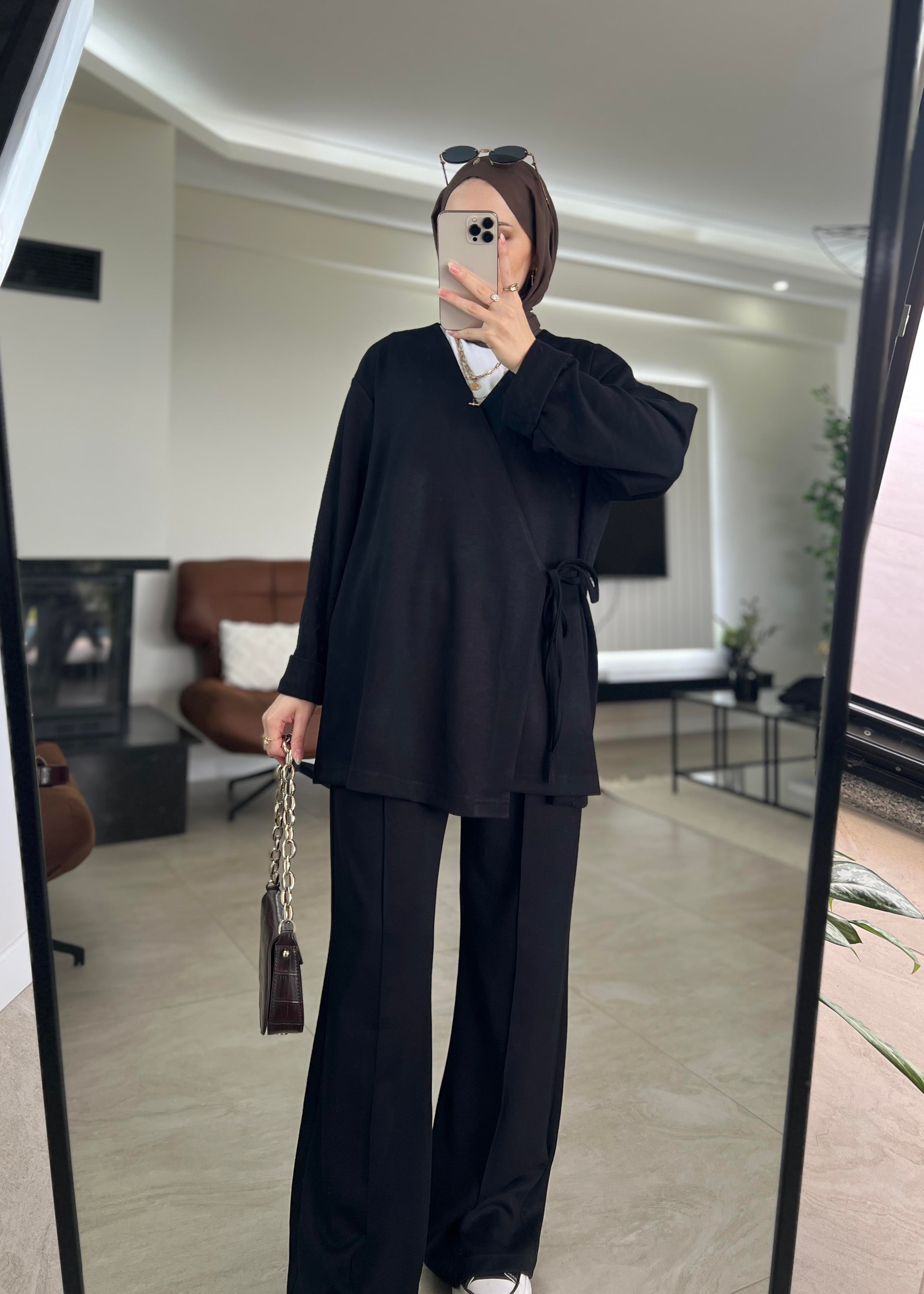 Çapraz Bağlamalı Oysho Takım- Siyah